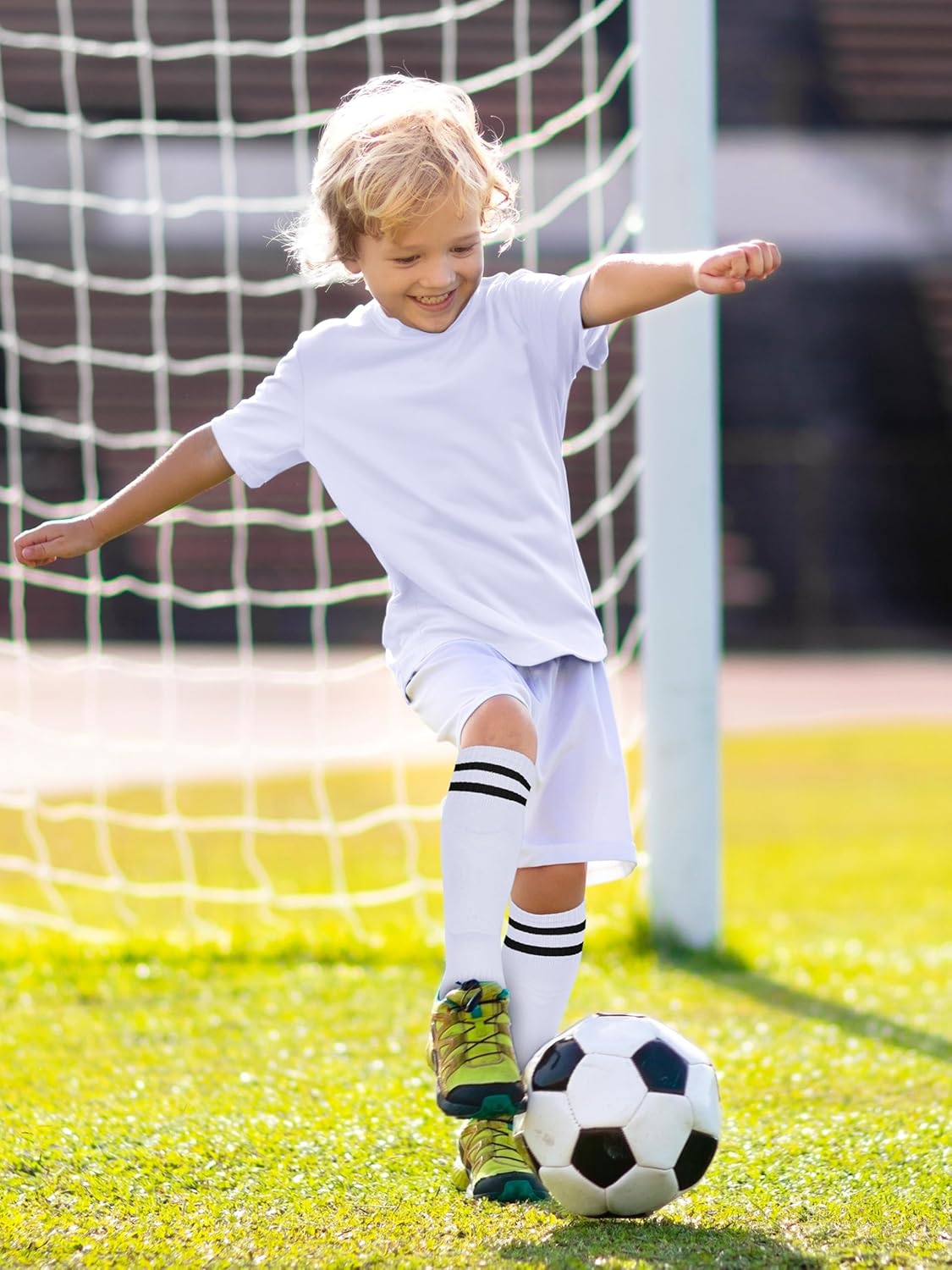 Kids Soccer Shin Guards and Socks Toddler Soccer Shin Pads Protective Defender Gear for 3-15 Years Old Youth Boys Girls