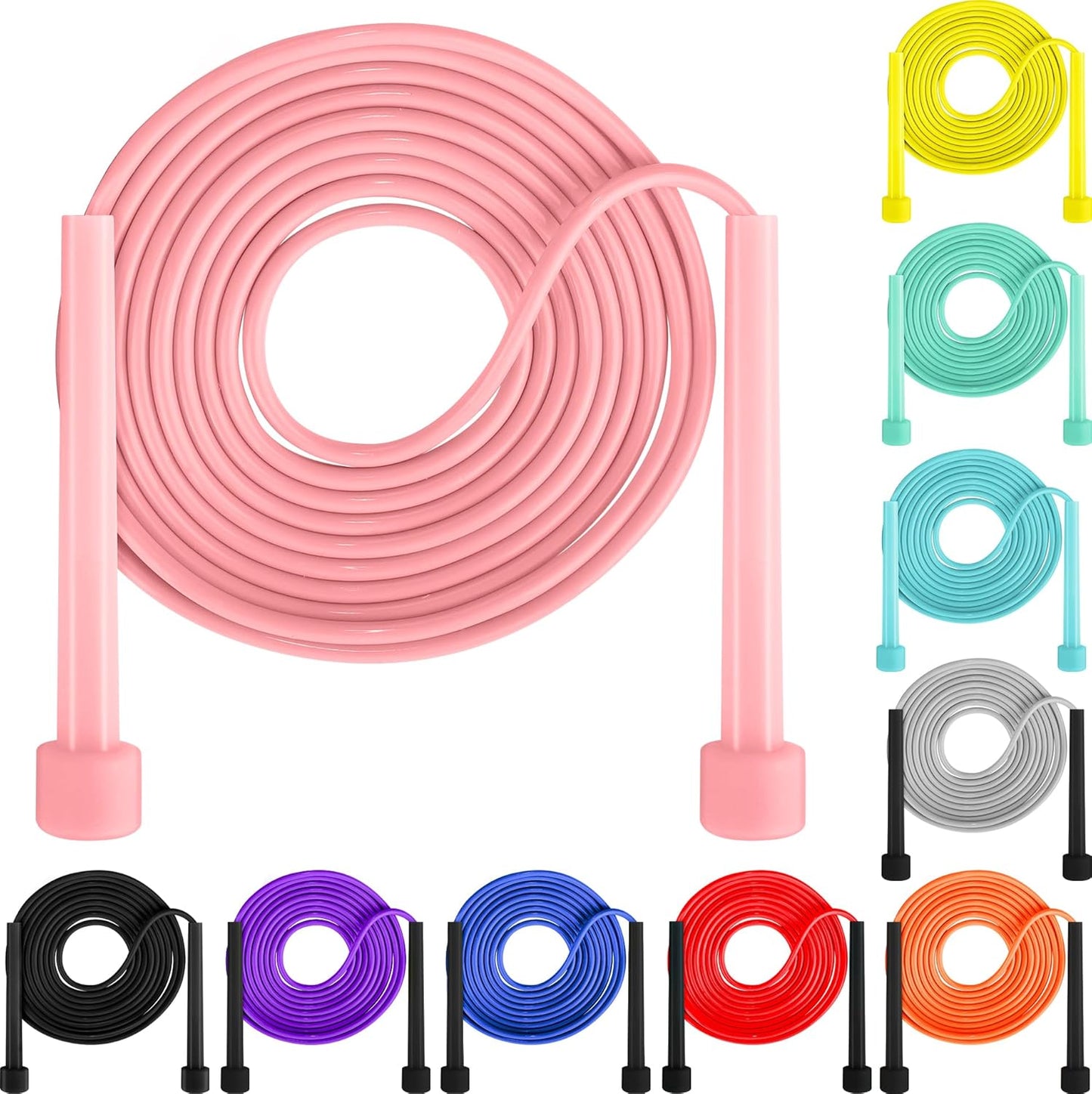 Aodaer PVC Skipping Rope Adjustable Jump Rope for Kids Multicolor Jump Rope Bulk with Plastic Handles Lightweight for Outdoor Fitness Exercise and Weight Loss, Training and Racing