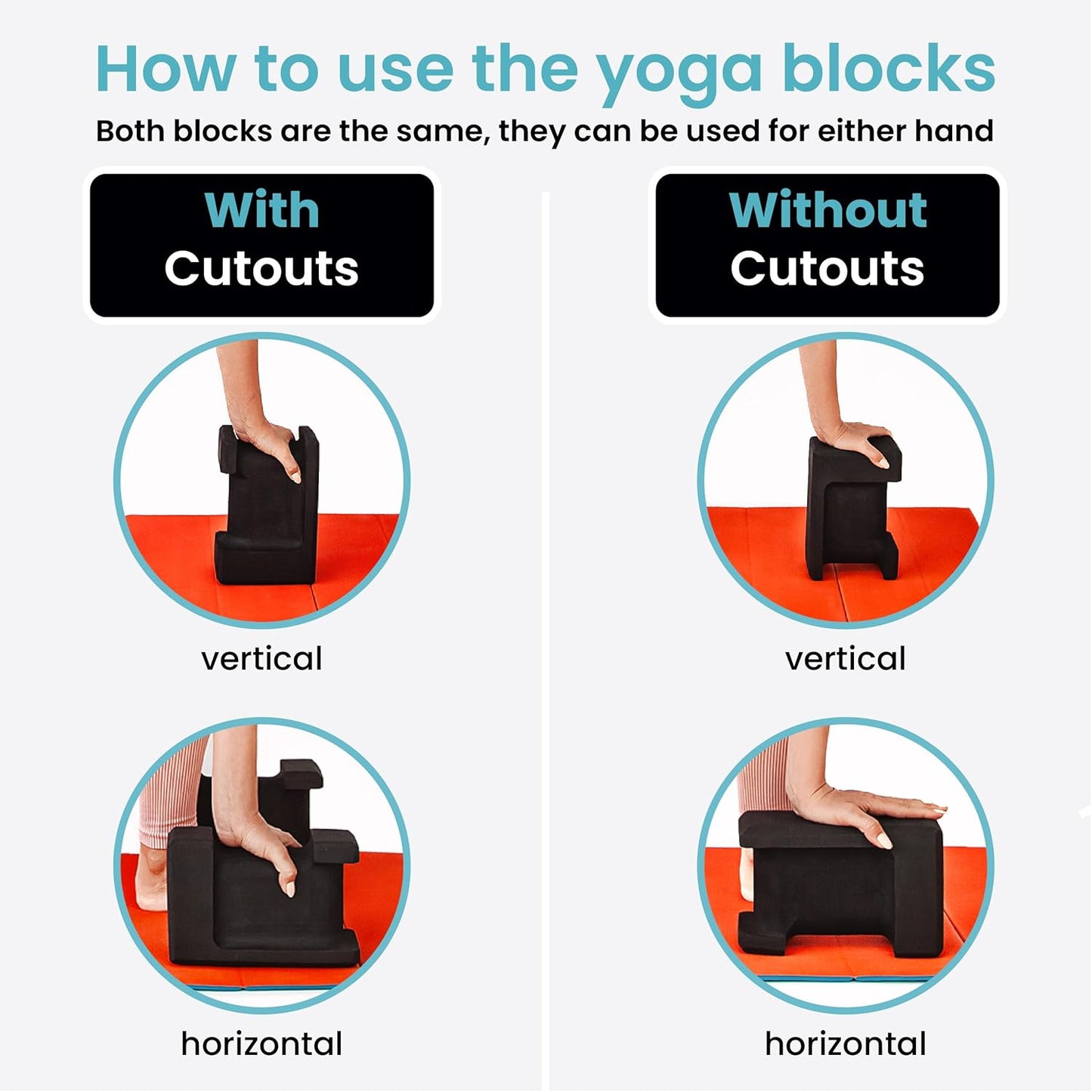 Ergo Yoga Blocks, Relieve Wrist Pain, Improve Comfort and Grip, Contoured Design, Pilates Exercise Balance & Stretching