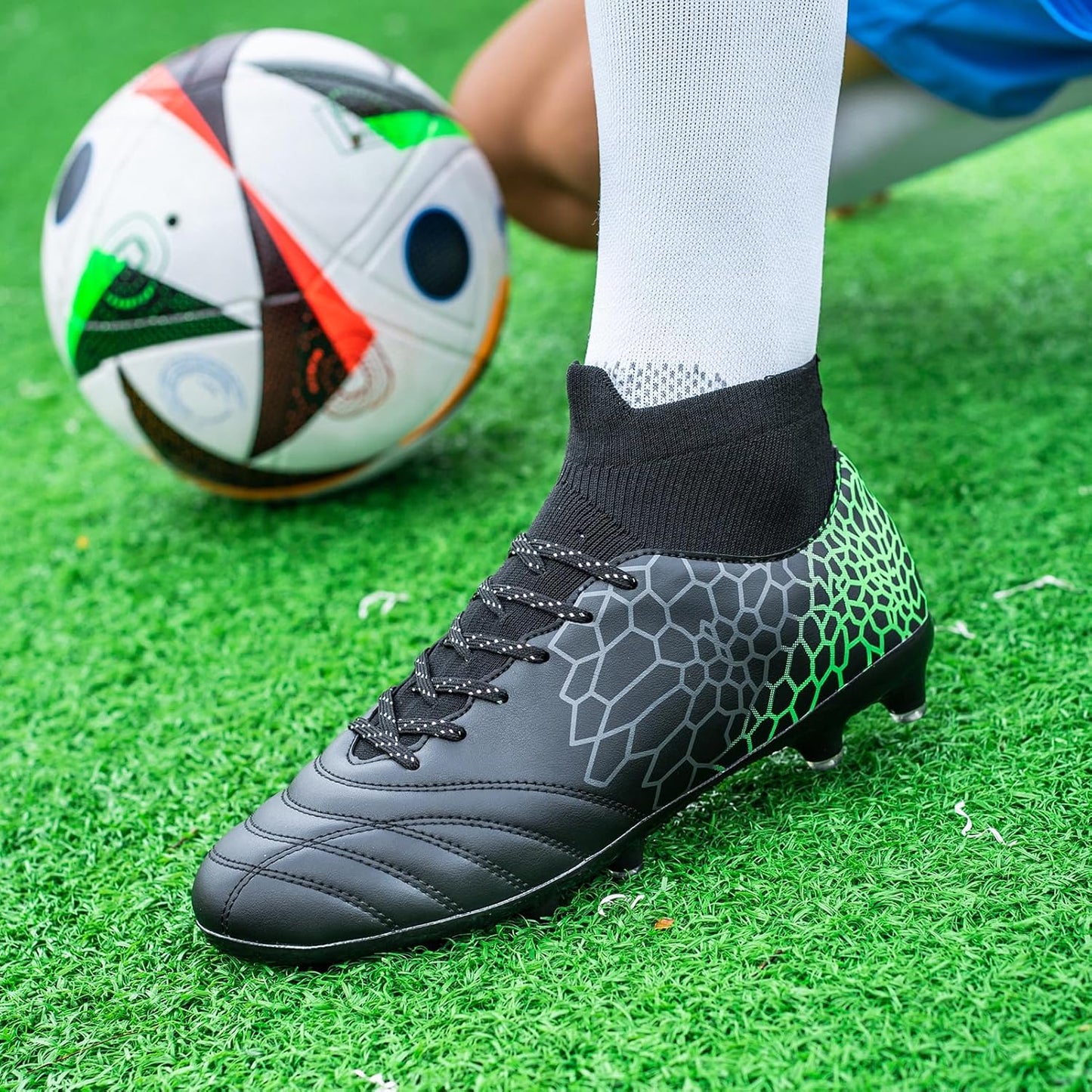 Boys Girls Soccer Cleats Youth Training Football Cleats High-top Soccer Shoes for Little/Big Kid