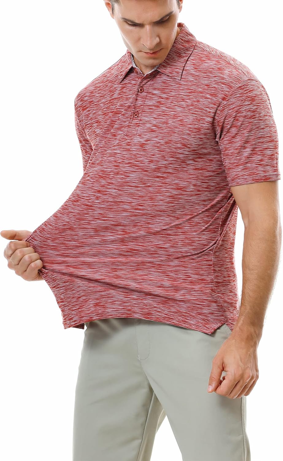 WARHORSEE Golf Polo Shirts for Men Short Sleeve Wrinkle Free 4 Way Stretch Moisture Wicking Performance Collared Tshirts