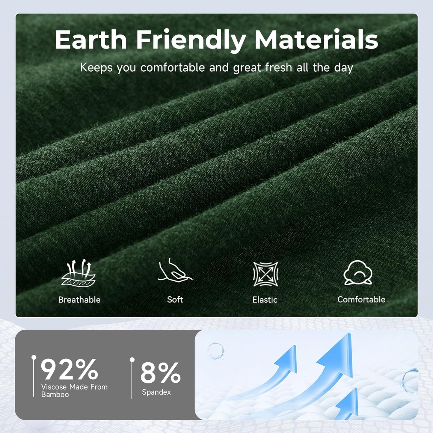 BAMBOO COOL Men's Ultra ComfortSoft Underwear, Moisture Wicking & Breathable No Ride Up Boxer Briefs with Fly, Multipack