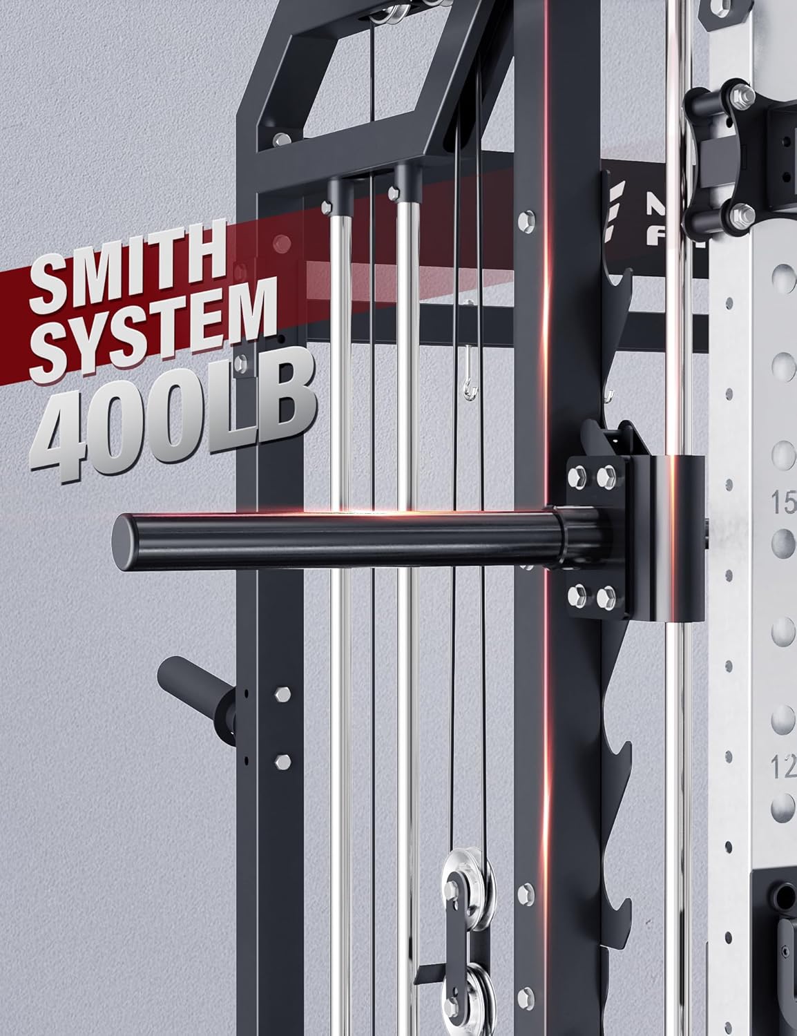 Major Fitness Drone2 Advanced Training Smith Machines– All-in-One Home Gym Squat Rack with Aluminum Pulley Set , Weight Bar, Dual LAT Pull-Down Systems & Cable Crossover Machine for Full-Body Workouts