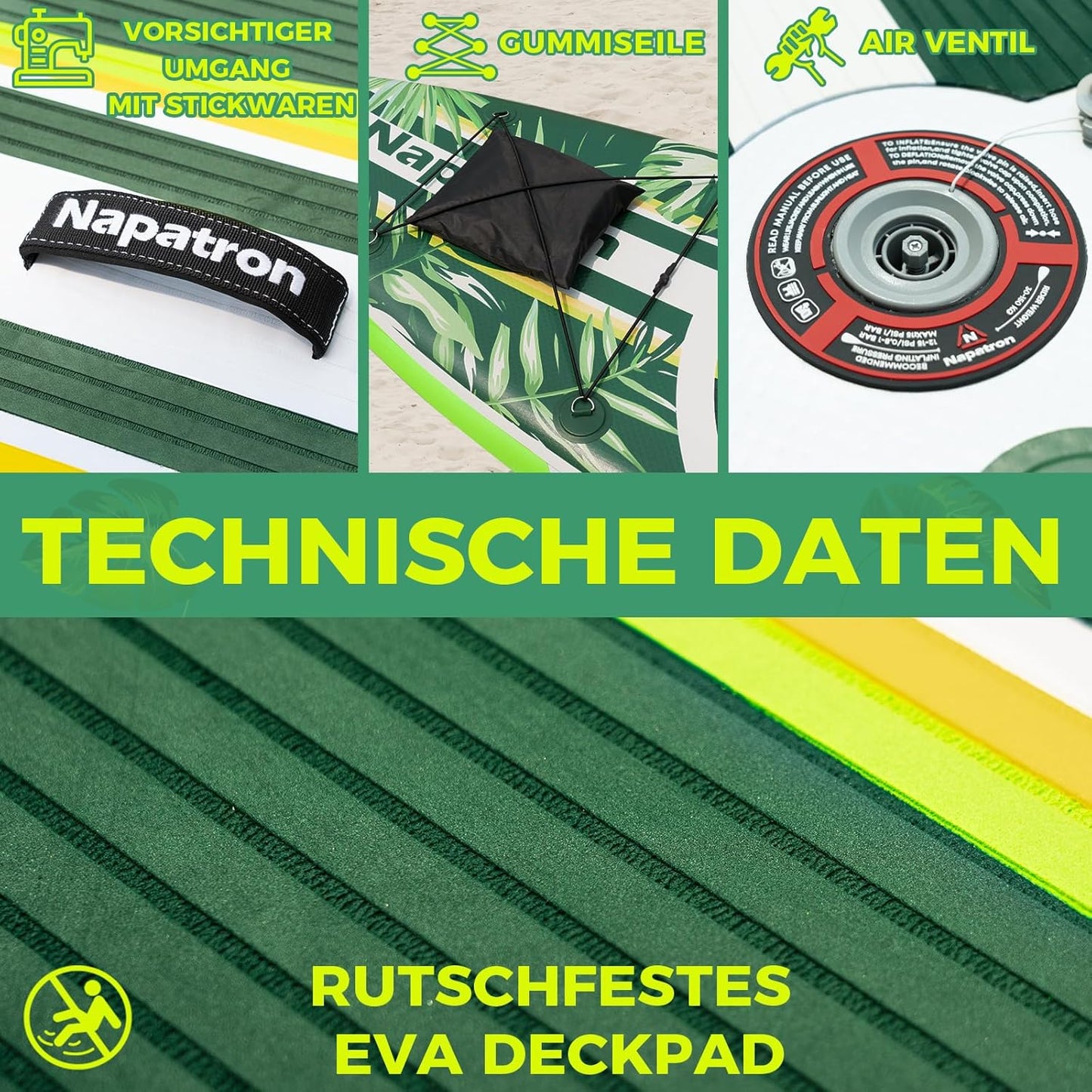 Napatron Family Inflatable Stand Up Paddle Board, Sup,Stable Wide Design,350LBS Capacity,Complete Paddle Board Package with Fast Action Pump,Leash,Ideal for Beginners/Youth & AllSkill Levels