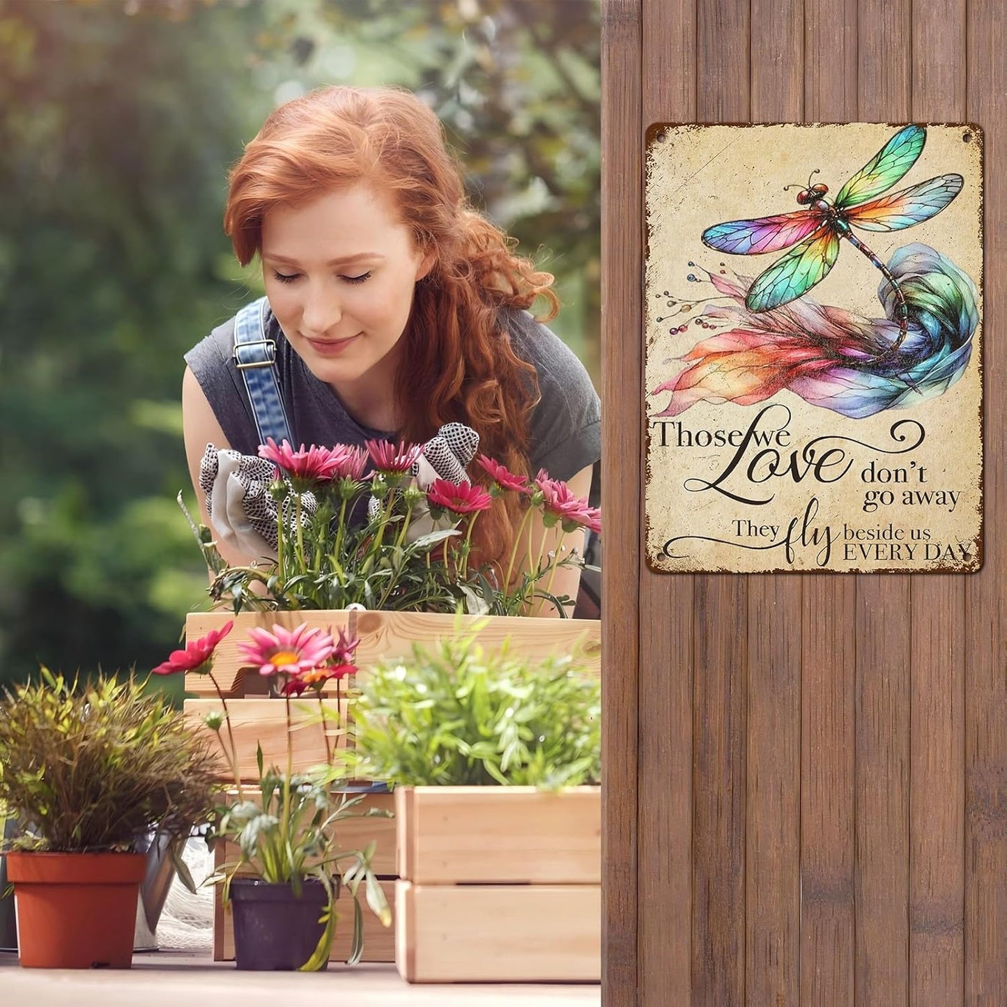 Vintage Tin Sign Those We Love Don't Go Away They Fly Belive Us Every Day Tin Sign for Home Farm Outdoor Bathroom Restaurant Cafes Bars Club Kitchen Garage Art Wall Decor 12 * 16inch