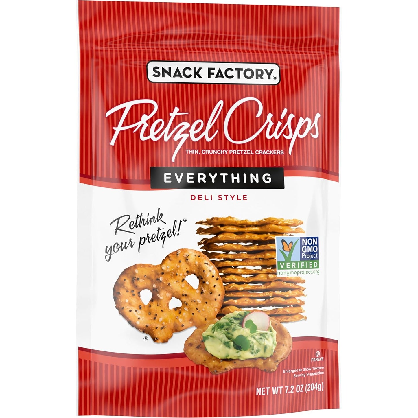 Snack Factory Everything Pretzel Crisps, Non-GMO, 7.2 OZ Resealable Bag