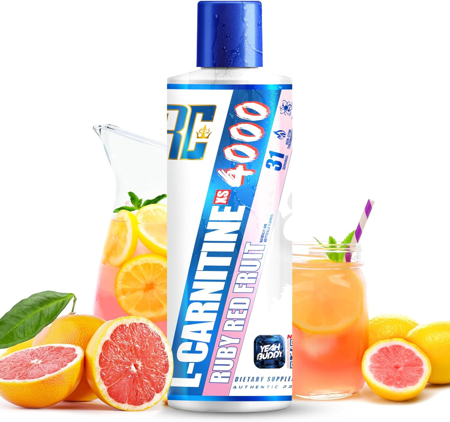 Ronnie Coleman Signature Series L Carnitine XS 4000 Liquid, Stimulant Free, Sugar Free, Zero Carbs, Lean Muscle Strength Support for Men & Women, 16 Oz (16 oz, Ruby Red Fruit (4000))