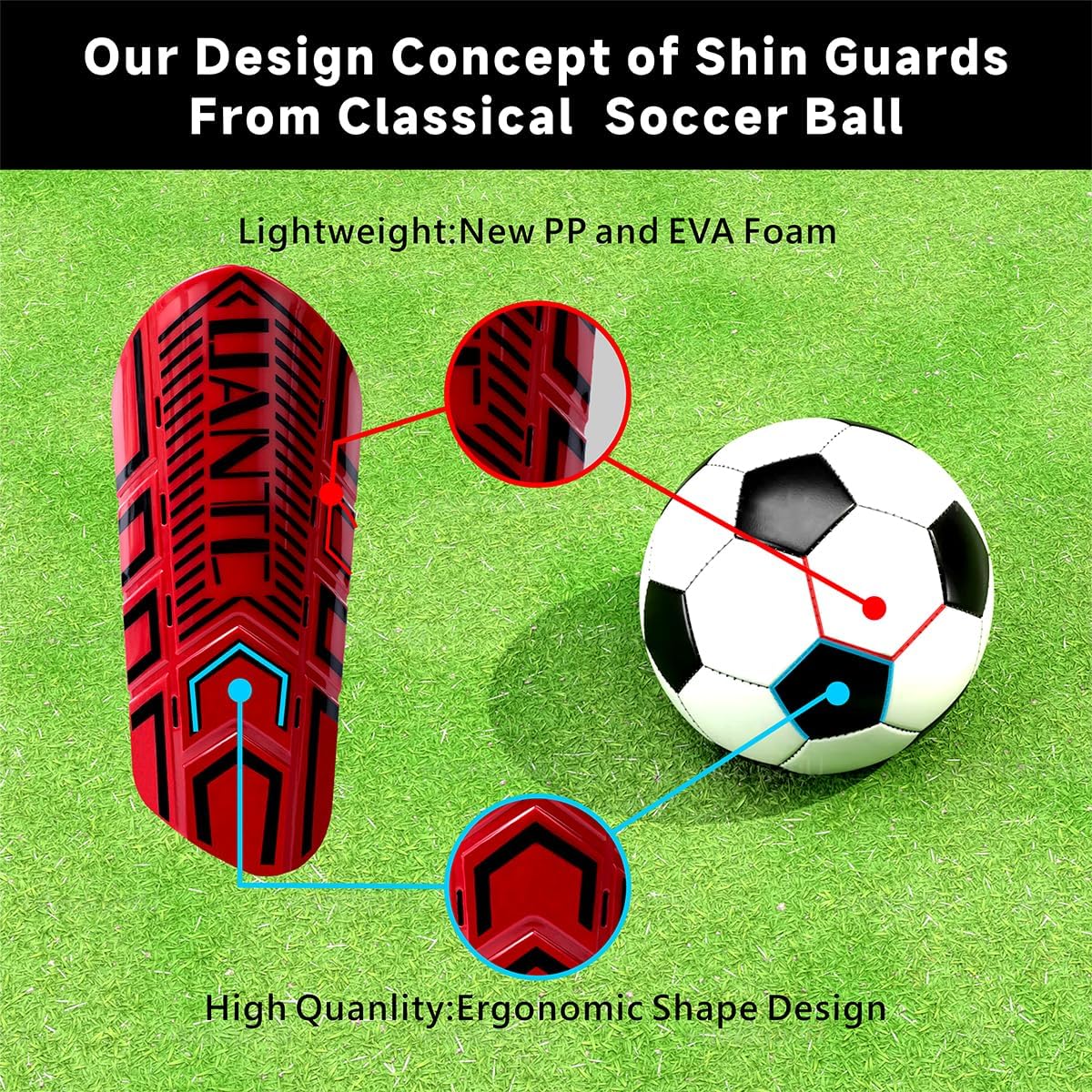 Shin Guards - Soccer Shin Guards with Cushion Protection for Kids/Adults