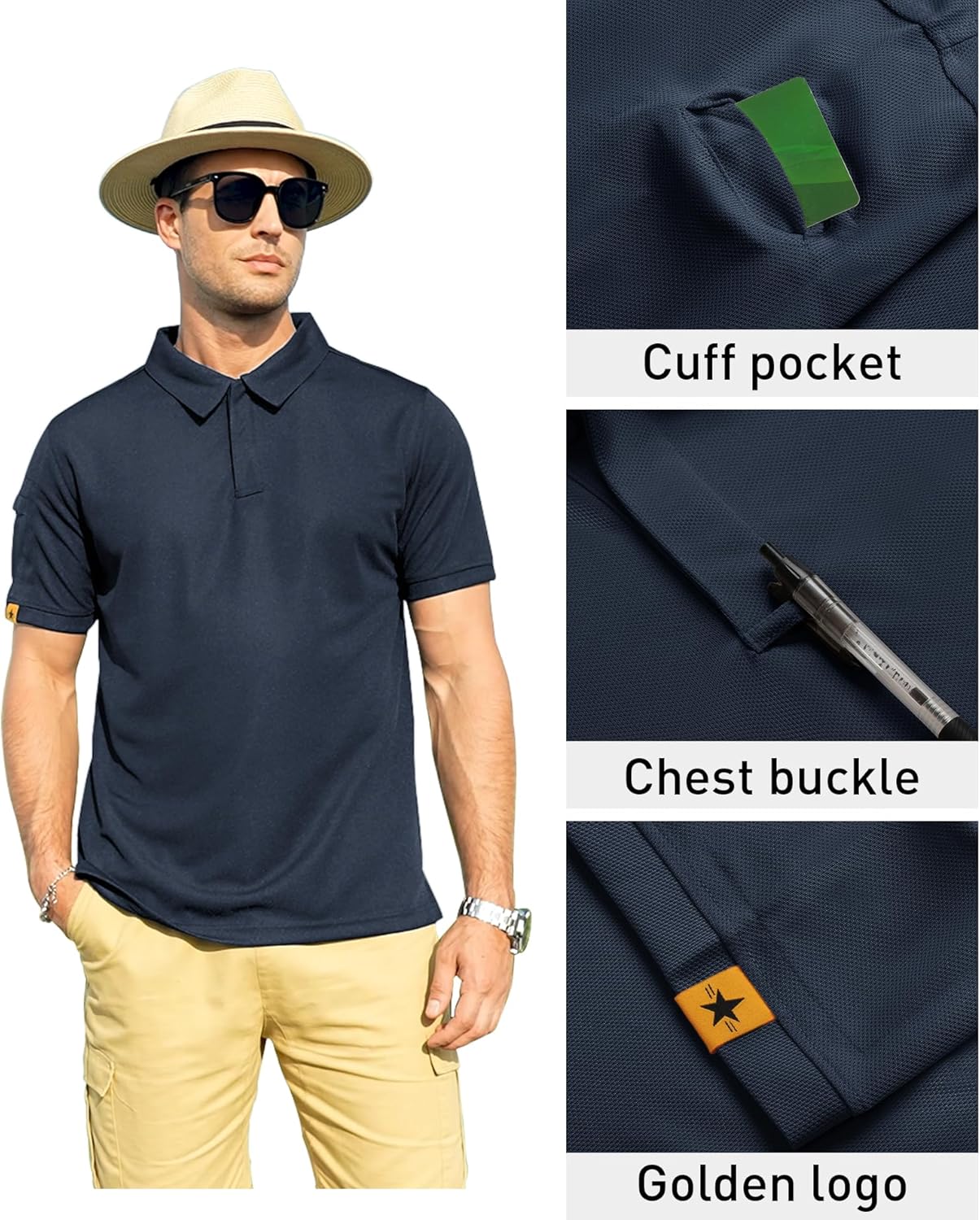 ZITY Mens Polo Shirt Short Sleeve Sports Tactical T-Shirt Athletic Golf Polos Daily Casual Stylish Collared Shirts for Men