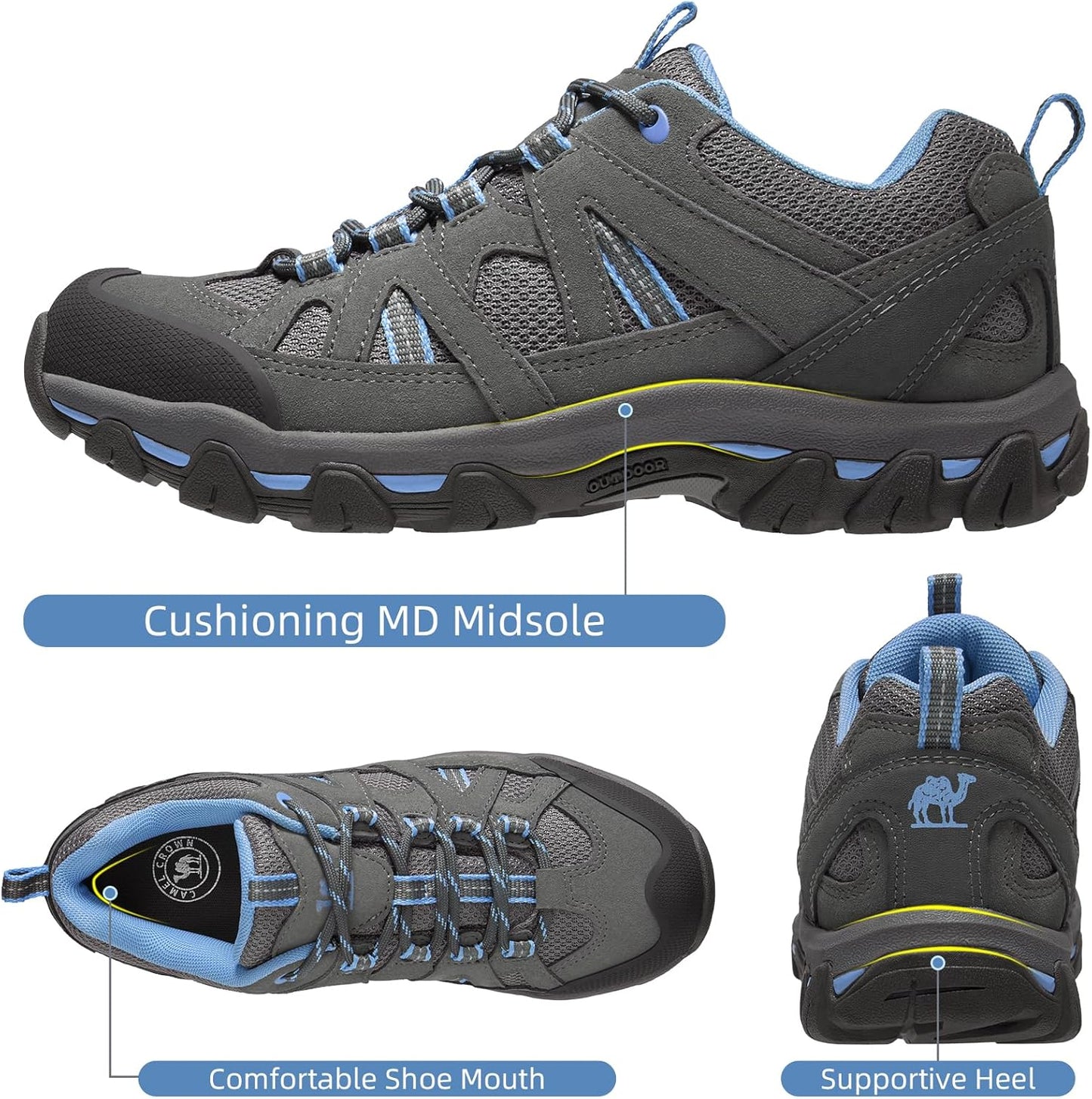 CAMELSPORTS Women's Hiking Shoes Breathable Trail Running Shoes Non-Slip Lightweight Outdoor Sneakers for Trekking Walking