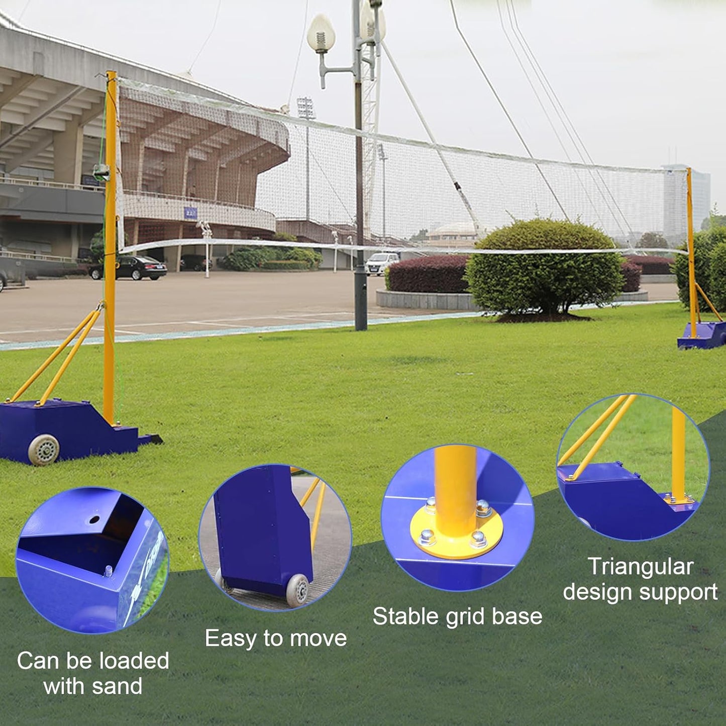 Volleyball Net Outdoor, Portable Volleyball Net Pole for Backyard, Badminton Net Set for Tennis with Wheels, Carry Bag,Volleybal/Badminton Poles & Net with Base Outdoor Training