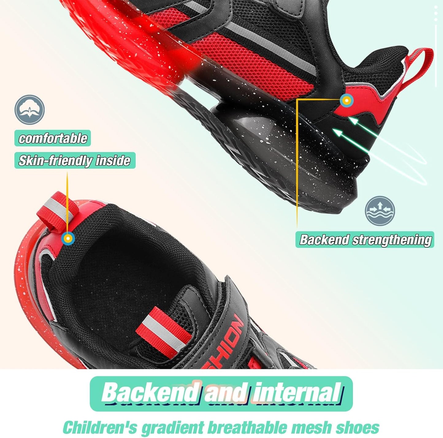 WETIKE Boy's Shoes Mesh Slip on Lightweight Running Sneakers