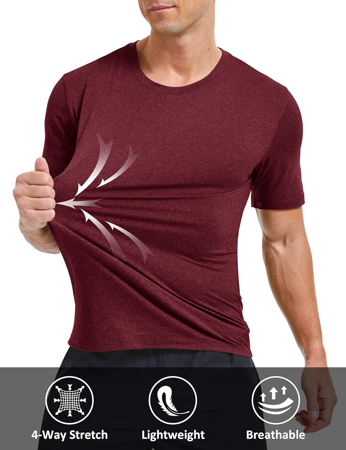 MAGCOMSEN Men's Dry Fit Workout Shirts Short Sleeve Tee Shirts Moisture Wicking Athletic Running Performence Tshirts