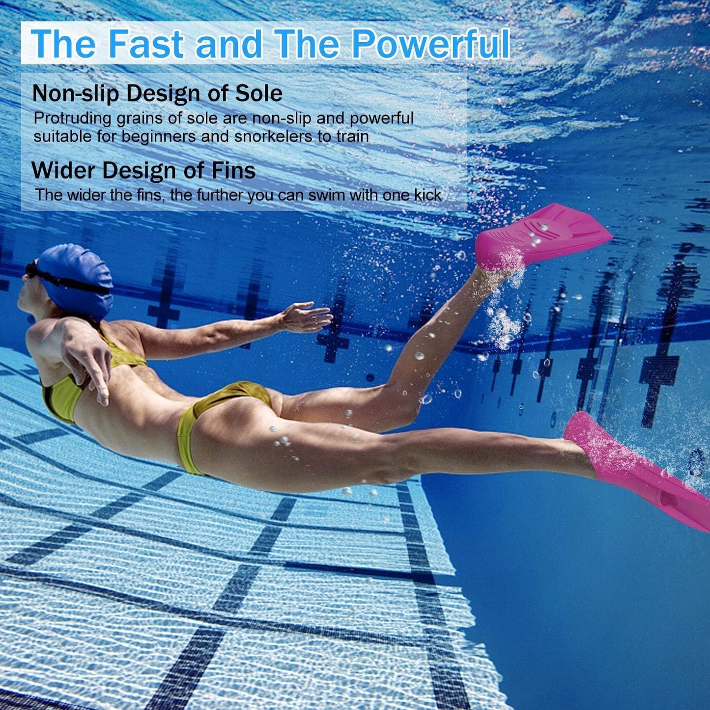 Gintenco Swim Fins, Kids Swim Training Fins for Lap Swimming, Travel Size Flippers with Mesh Bag, Silicone Swimming Fins for Kids Teens Adults Women Men