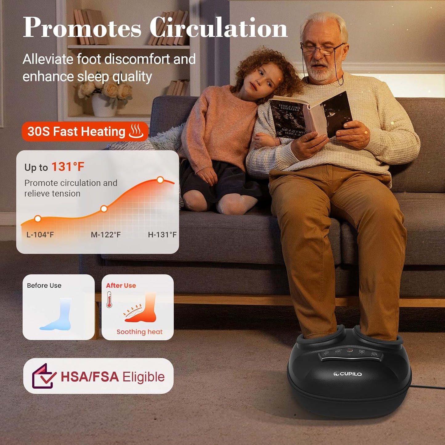 FSA Foot Massager with Heat and Remote - HSA Eligible, Feet Massager for Plantar Fasciitis & Neuropathy, Shiatsu Deep Kneading for Foot Pain Relief, Gifts for Mom Dad, Fits Up to Size 13