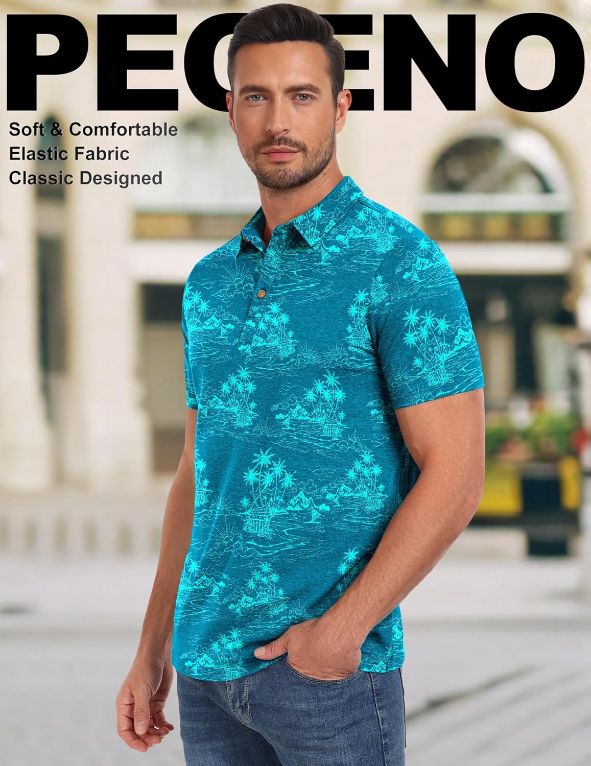 PEGENO Mens Polo Shirts Short Sleeve Casual Cotton Golf Shirts Performance Polo Shirts for Men