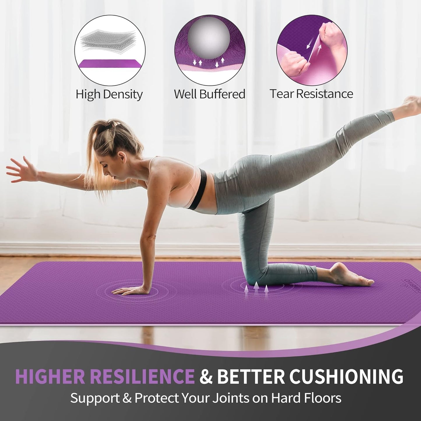 CAMBIVO Extra Wide Yoga Mat for Women and Men (72"/84"x 32"x 1/4") TPE Workout Mat, Non-slip Large Exercise Fitness Mat for Yoga, Pilates, Workout