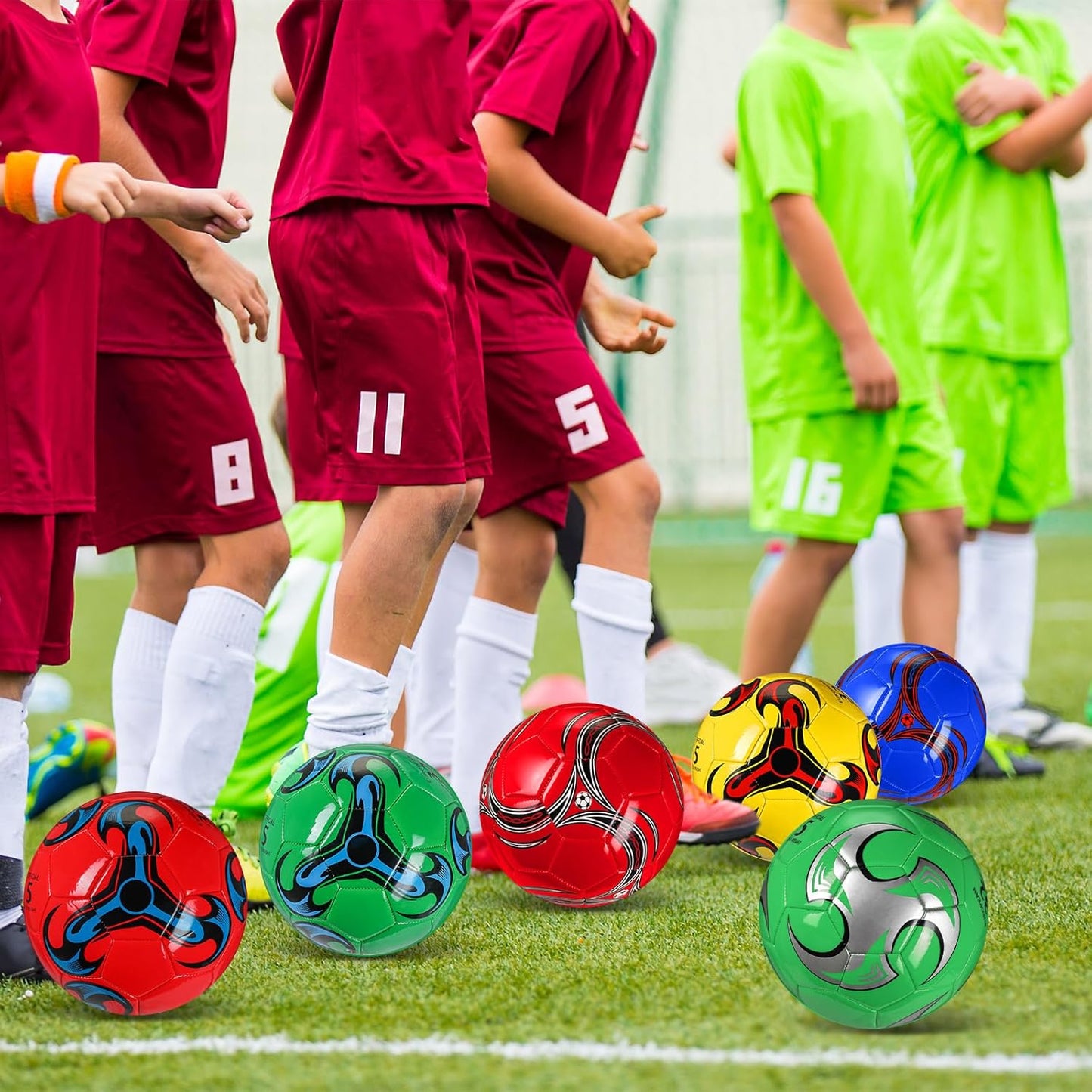 12 Pcs Soccer Balls for Teen Adult Bulk Deflated Soccer Ball with Pump Size 5 Indoor Outdoor Training Practice for School Sports Game Birthday Gifts Party Back to School