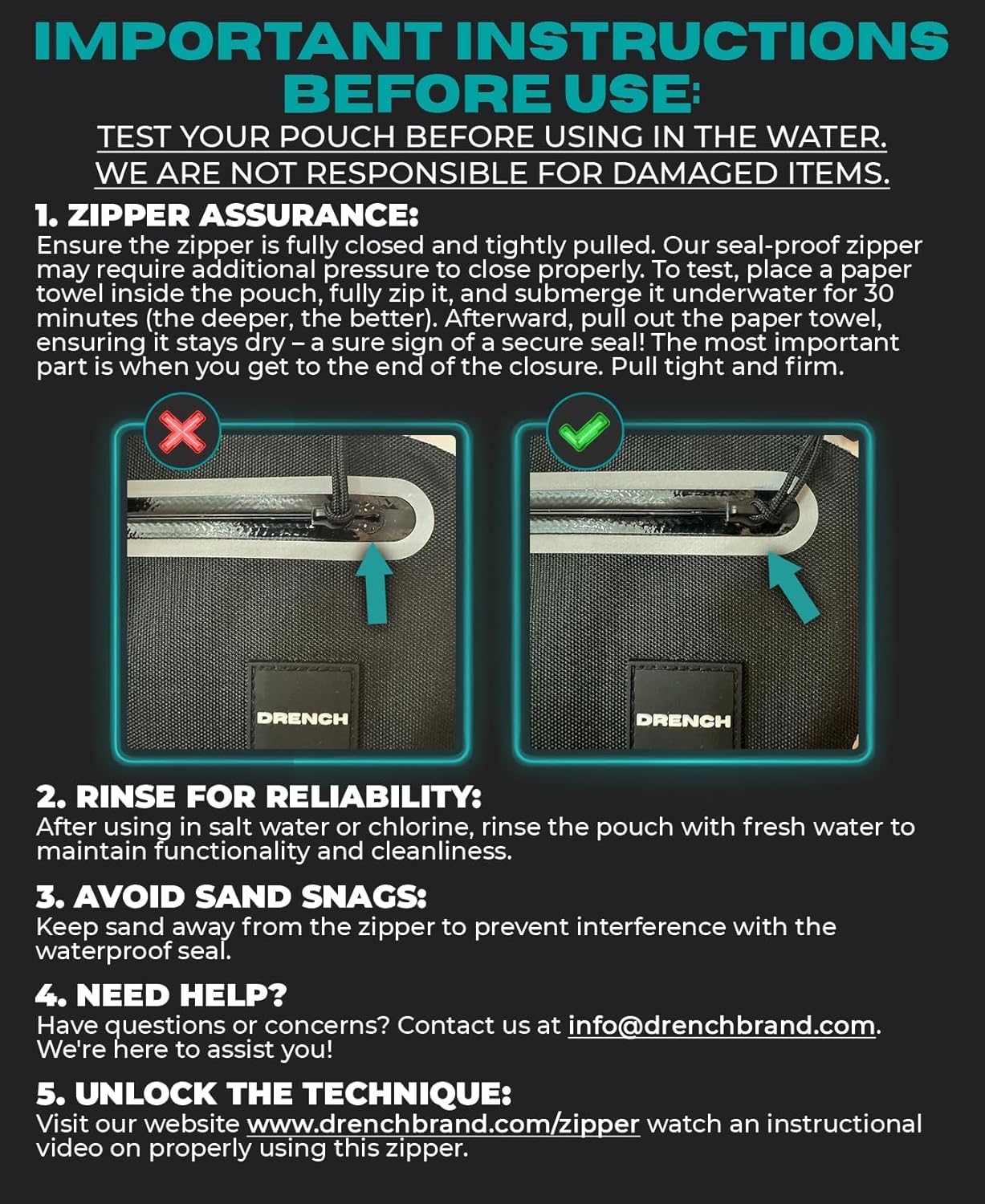 DRENCH 2-Pack Waterproof Fanny Pack | Submersible Dry Bag Waist Pack | Phone Pouch for Swimming, Boating, SUP, Snorkeling | Underwater Floating Belt Bag | IPX8 Waterproof Case