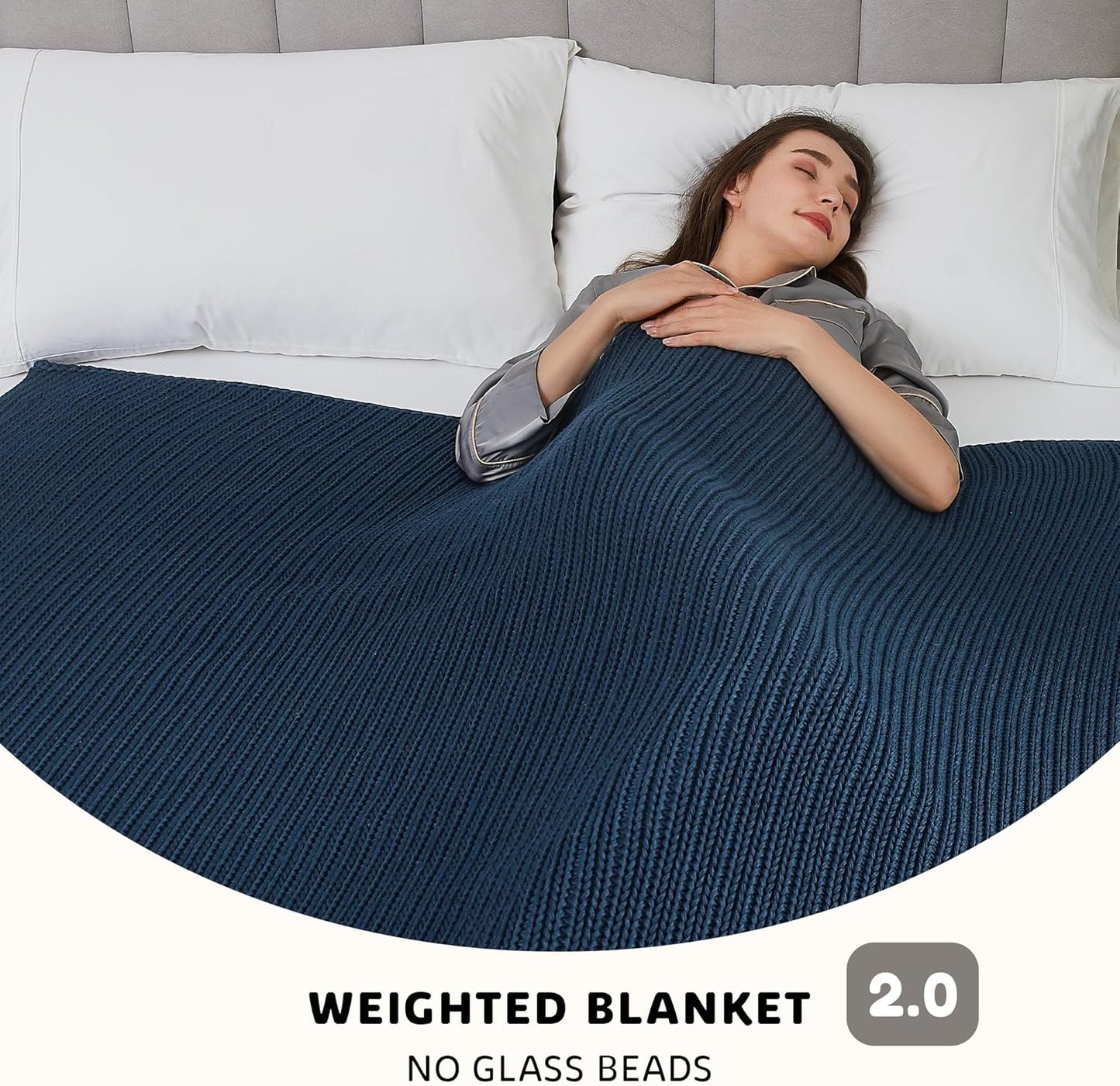 L'AGRATY Knitted Weighted Blanket - 60"x80" 15lbs Cooling Chunky Knit Heavy Blanket for Adults Braided Crochet Throw Thick Cable Yarn Knit Decorative No Beads Evenly Weighted Machine Washable