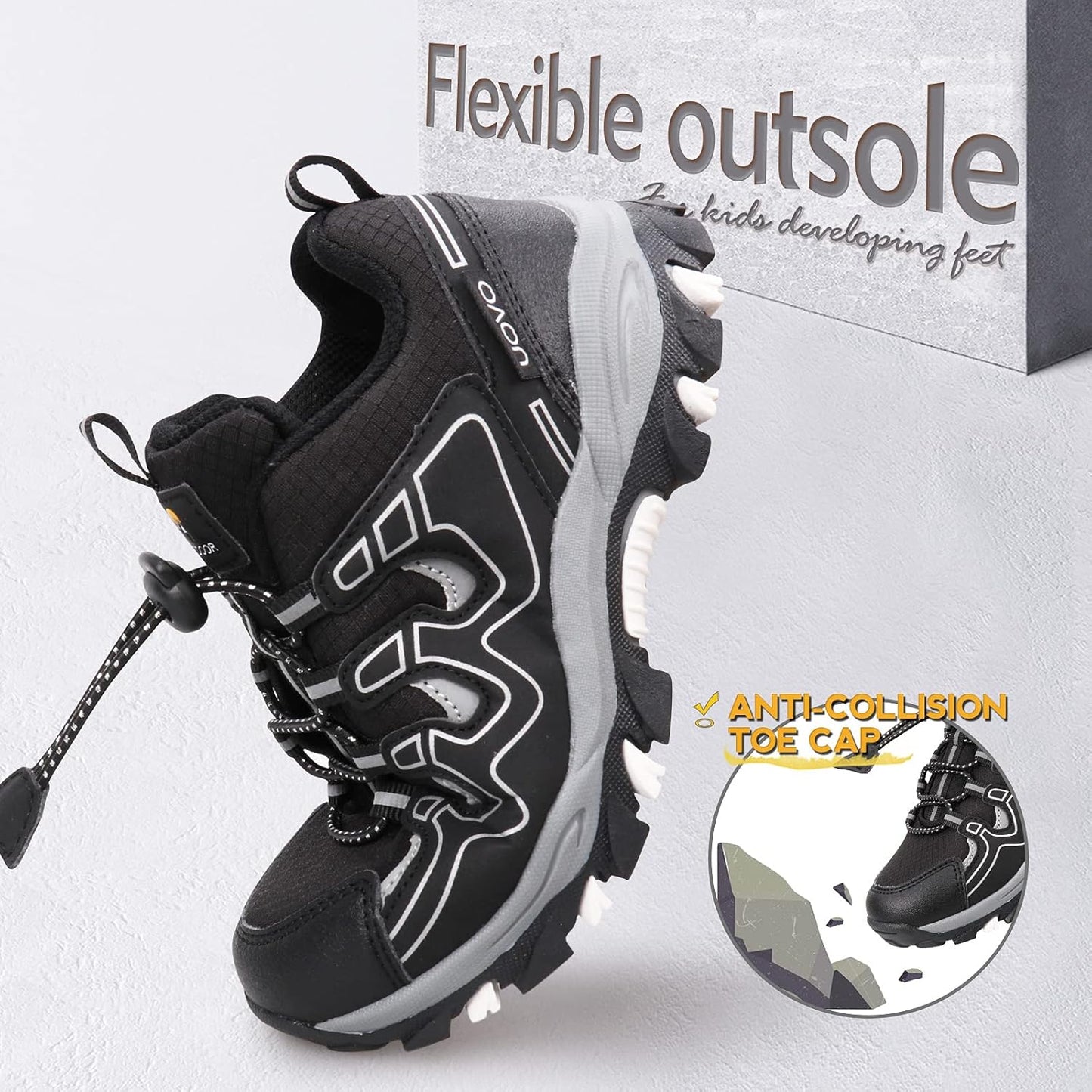 Boys Girls Hiking Trail Shoes Waterproof Slip Resistant Outdoor Trekking Walking Running Sneakers(Little/Big Kids)