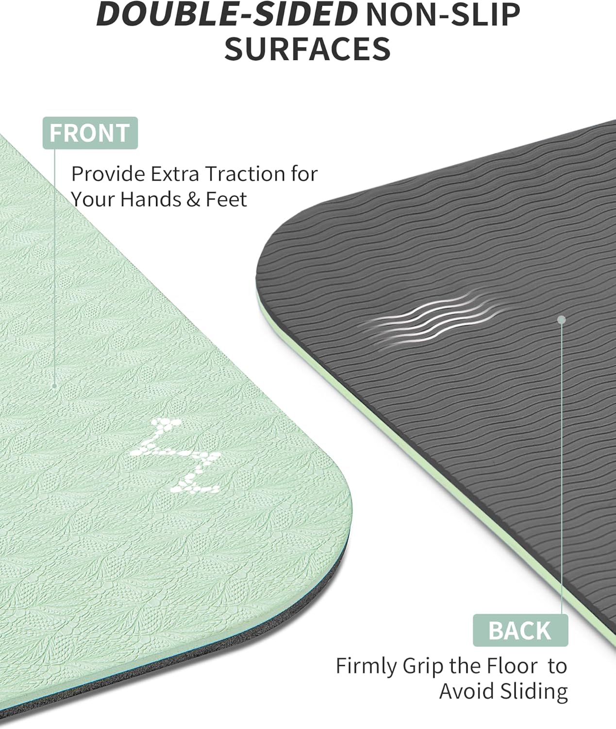 CAMBIVO Large Yoga Mat (6'x 4'), Extra Wide Workout Mat for Men and Women, Yoga Mat Thick 1/3 &1/4 Exercise Mats for Home Workout, Yoga, Pilates (Black,1/4 inch)