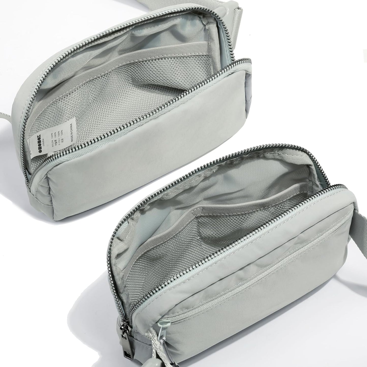 ODODOS Unisex Mini Belt Bag with Adjustable Strap Small Fanny Pack for Workout Running Traveling Hiking, Light Grey