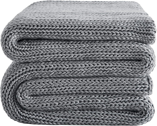 L'AGRATY Knitted Weighted Blanket - 50"x60" 7lbs Cooling Chunky Knit Heavy Blanket for Adults Braided Crochet Throw Thick Cable Yarn Knit Decorative No Beads Evenly Weighted Machine Washable