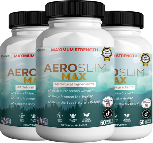 Aeroslim Max Natural Dietary Supplement, 60 Capsules, Maximum Strength, Vegan, Gluten Free, Non-GMO, Made in USA (3)
