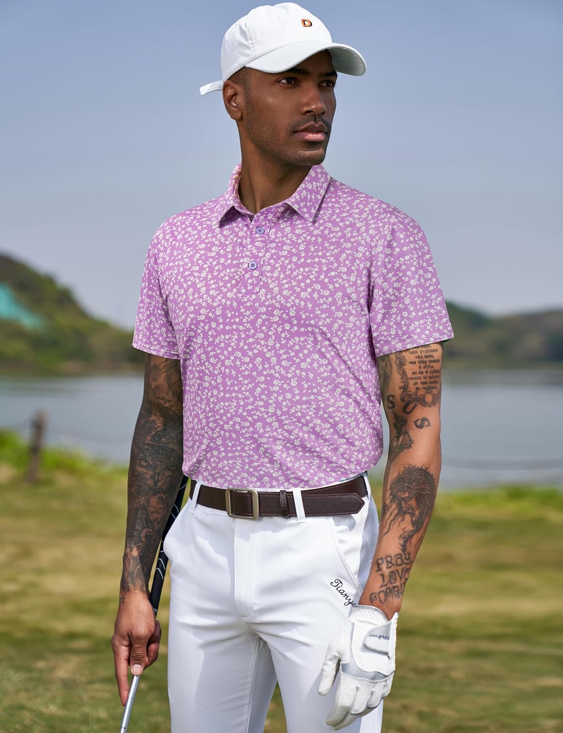 TAPULCO Mens Quick Dry Polo Shirts Camouflage Pattern Performance Athletic Lightweight Breathable Casual Golf Tshirts