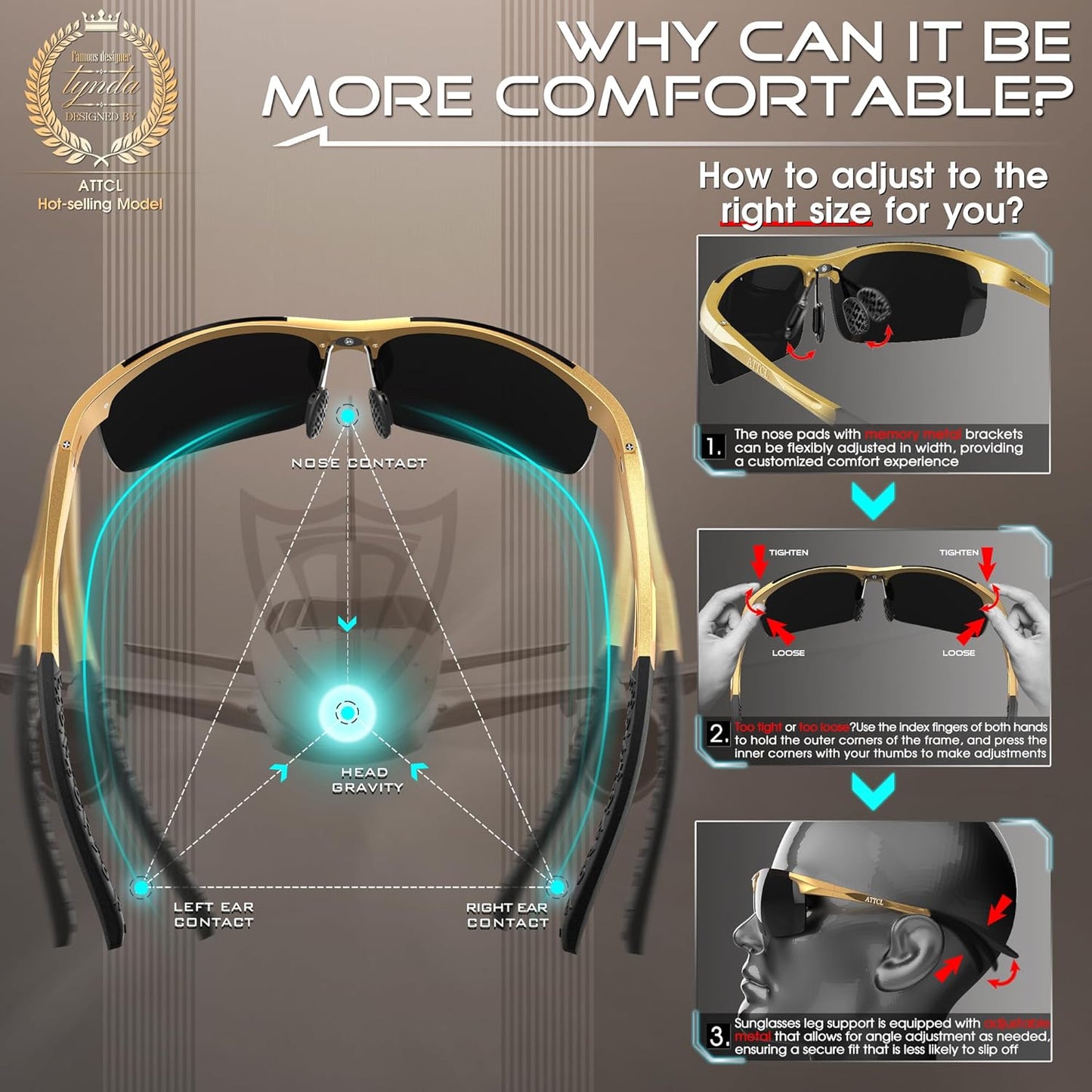 ATTCL Men's Sports Polarized Sunglasses Men for Driving running Fishing Golf - UV Protection Sun glasses Metal Frame