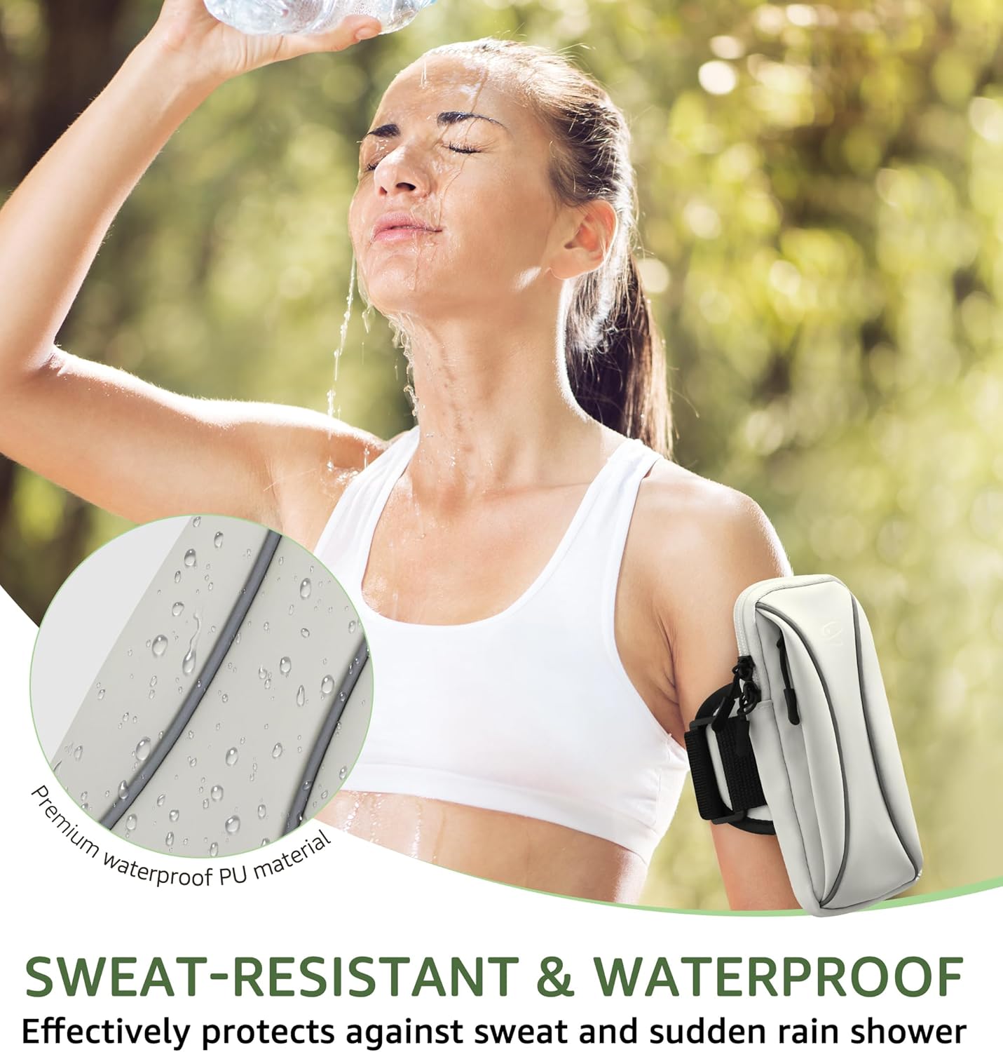 HiRui Arm Bag & Wrist Bag Phone Holder, Sports Running Armband for Gym, Cycling & Workout, Compatible with iPhone 16/15/14 Series, Samsung Galaxy & More, Reflective, Adjustable, Secure Fit (Gray)