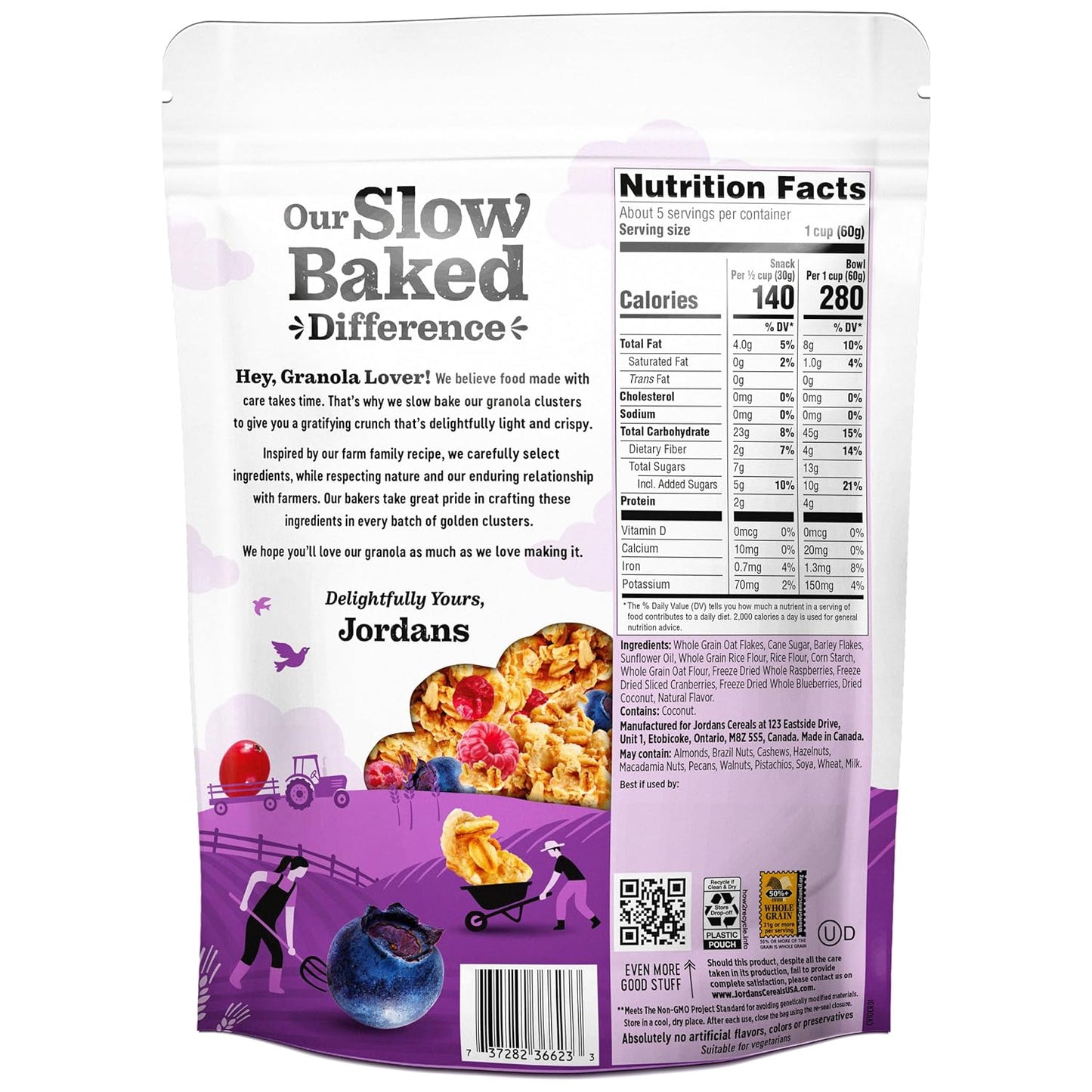Jordans Slow Baked Granola | Mixed Berry Granola with Raspberries, Blueberries and Cranberries | non-GMO, No Artificial Flavors, Colors, or Preservatives | Better for You Snacks for Adults & Kids | 11.4 oz (Pack of 3)