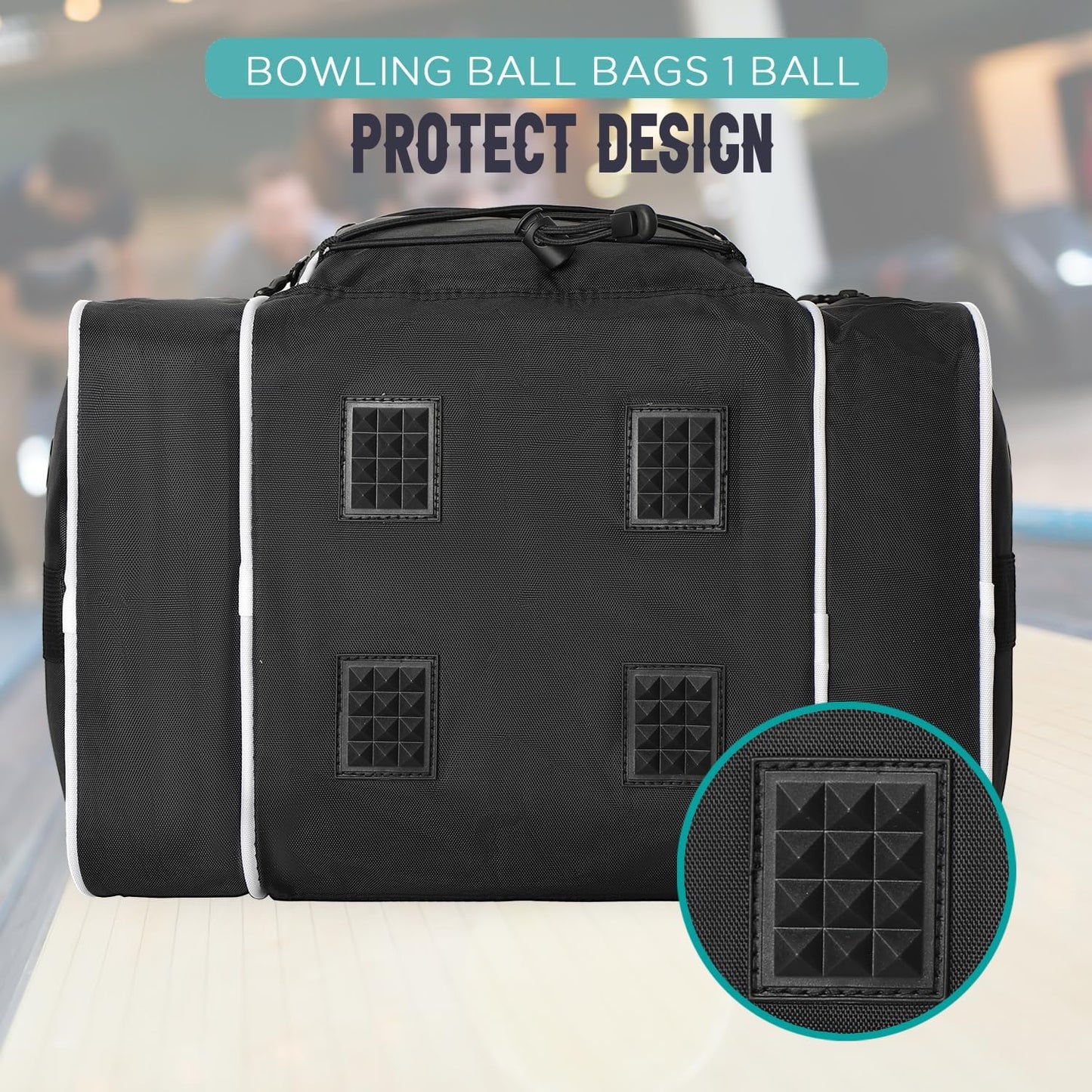 WOLT Bowling Ball Bag for Single Ball - Bowling Ball Tote Bag with Padded Ball Holder, 2 Pockets fit Bowling Shoes Up to Mens Size 14 and Accessories