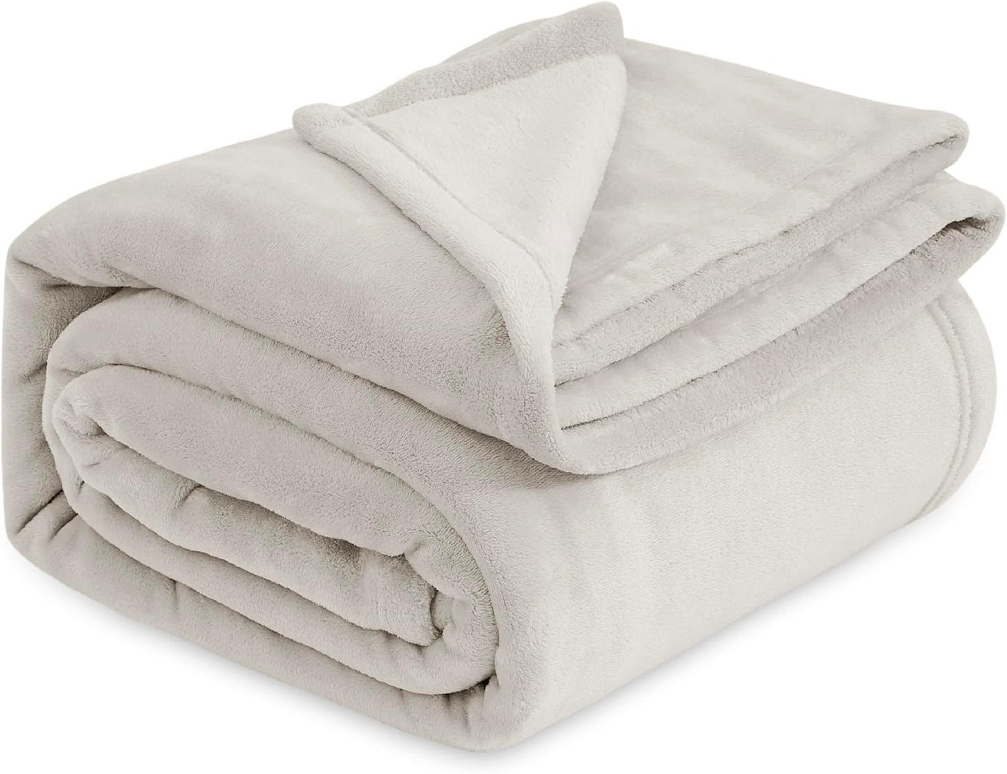 Bedsure Fleece Bed Blankets Full Size Linen - Soft Lightweight Plush Fuzzy Cozy Luxury Blanket Microfiber, 84x90 inches