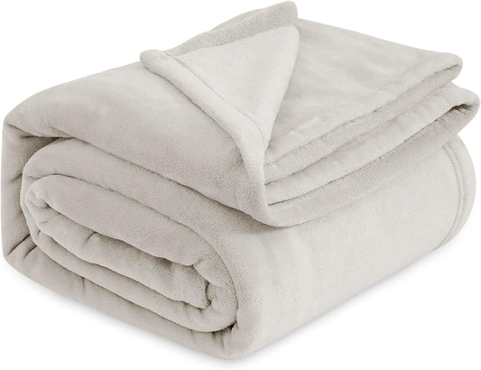 Bedsure Fleece Bed Blankets Full Size Linen - Soft Lightweight Plush Fuzzy Cozy Luxury Blanket Microfiber, 84x90 inches