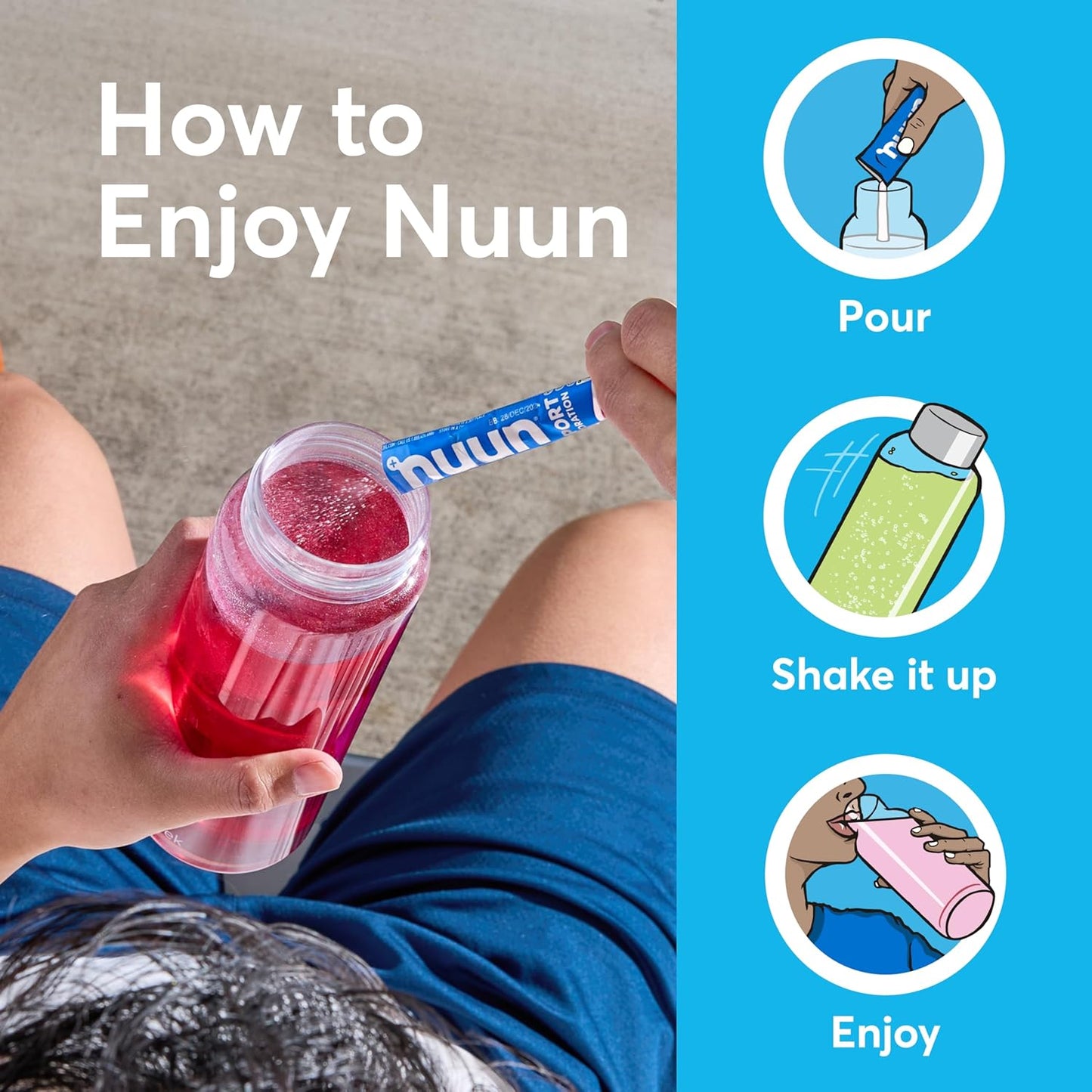 Nuun Sport Electrolyte Powder Packets with Magnesium, Calcium, Potassium, Chloride, and Sodium, Hydration Packets for On-the-Go, Strawberry Kiwi Flavor, Gluten Free & Vegan, 16 Single Servings