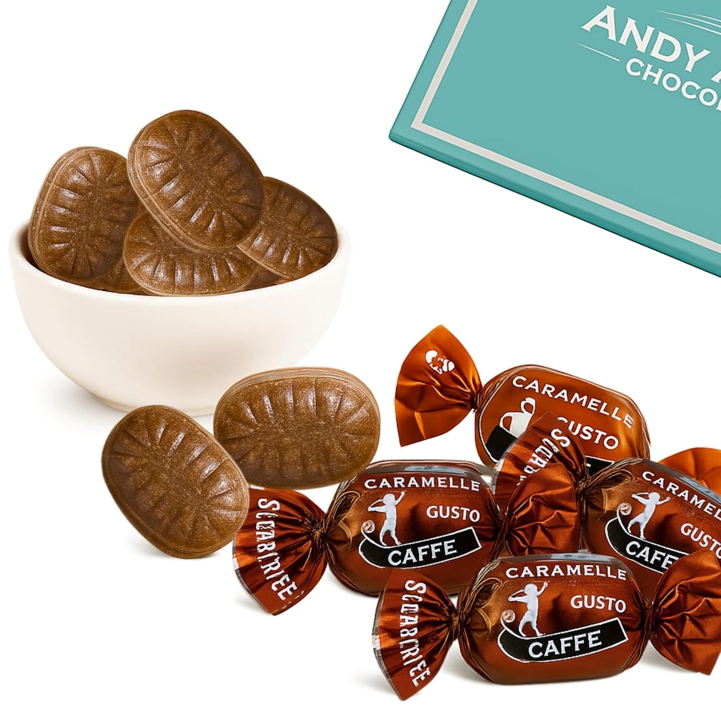 Andy Anand Chocolatier Sugar Free Espresso Coffee Hard Candy - Made in Europe Gluten Free & Diabetic Friendly Coffee Candy, With Real Unique Flavor Hard Candy Individually Wrapped (Pack of 2)