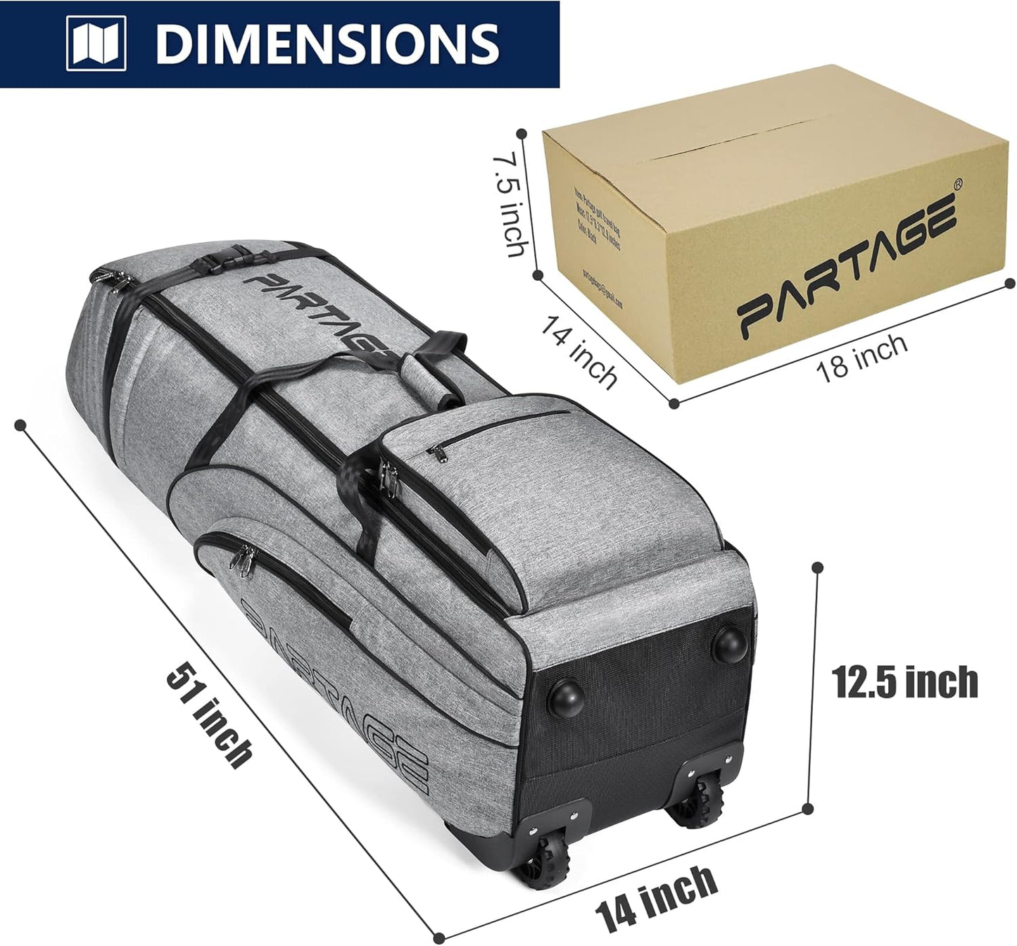 Partage Golf Travel Bag with Wheels, Golf Travel Case for Airlines, 900D Heavy Duty Oxford -Black