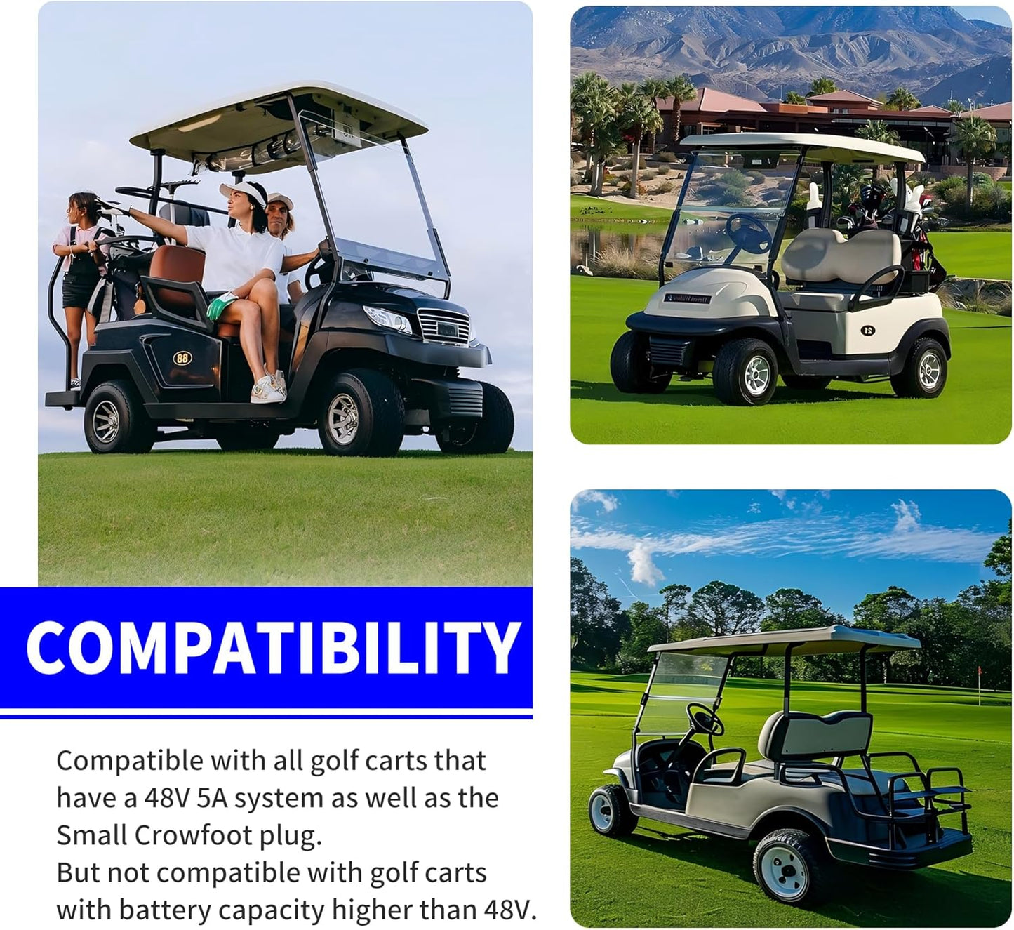 36V 5A Smart Golf Cart Battery Charger for Lead-Acid Batteries with EZGO-TXT Plug - 4-Stage Charging Technology, Fast & Safe Charging