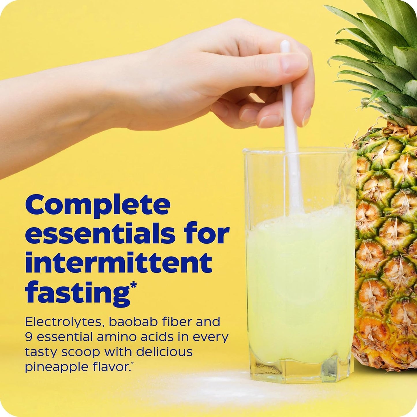 Enzymedica, Fasting Today, Intermittent Fasting Drink Mix with Electrolyte Powder Supplement for Hydration, Appetite and Muscle Health, Keto Friendly, Tropical Pineapple Flavor, 24 Servings