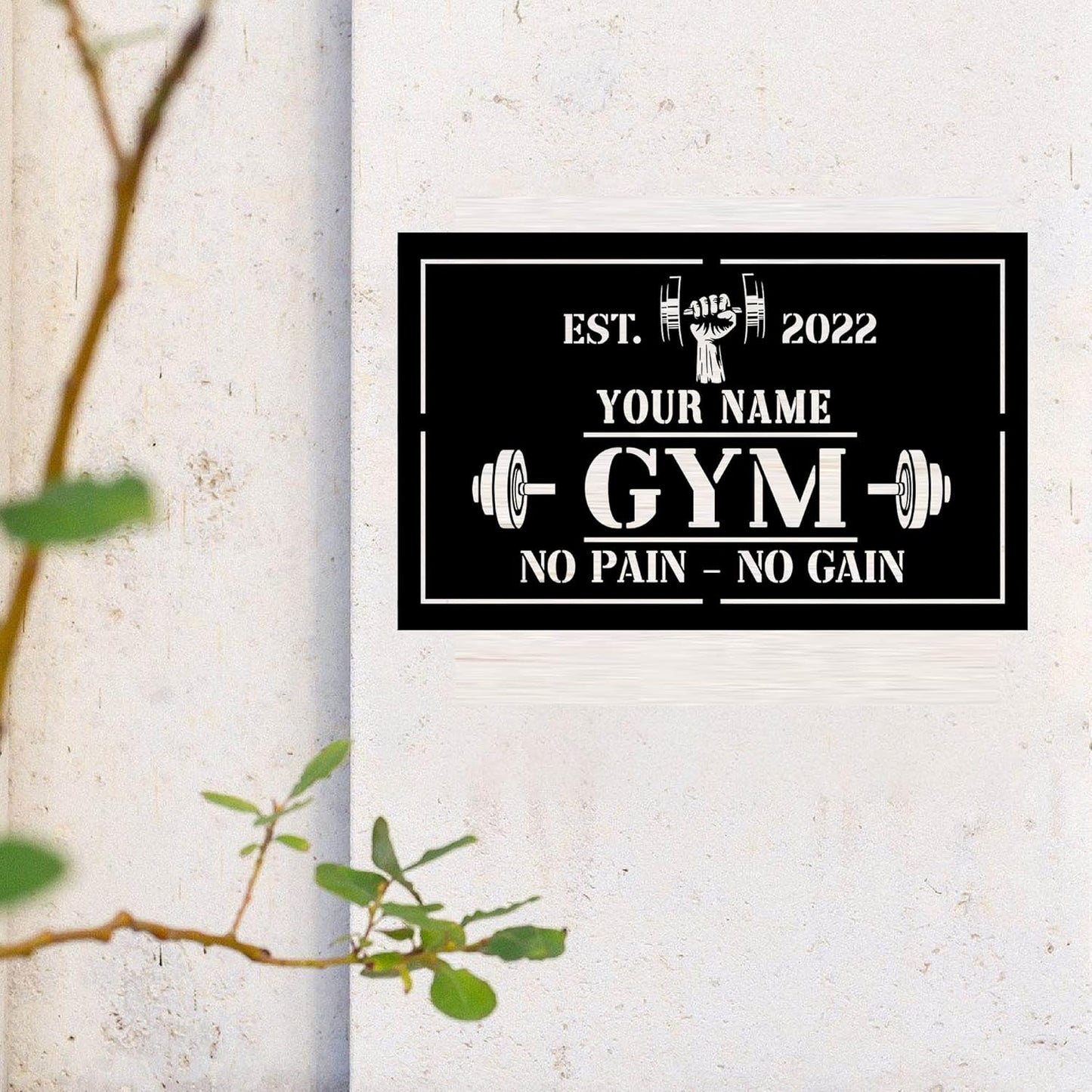 Personalized Home Gym LED Tin Metal Sign Multiple Sizes, Gym Sign Wall Decor, Exercise Workout Room Decor Fitness Center, Motivational Inspirational Hanging Wall Art Wall Plaque (01 w/o lights)