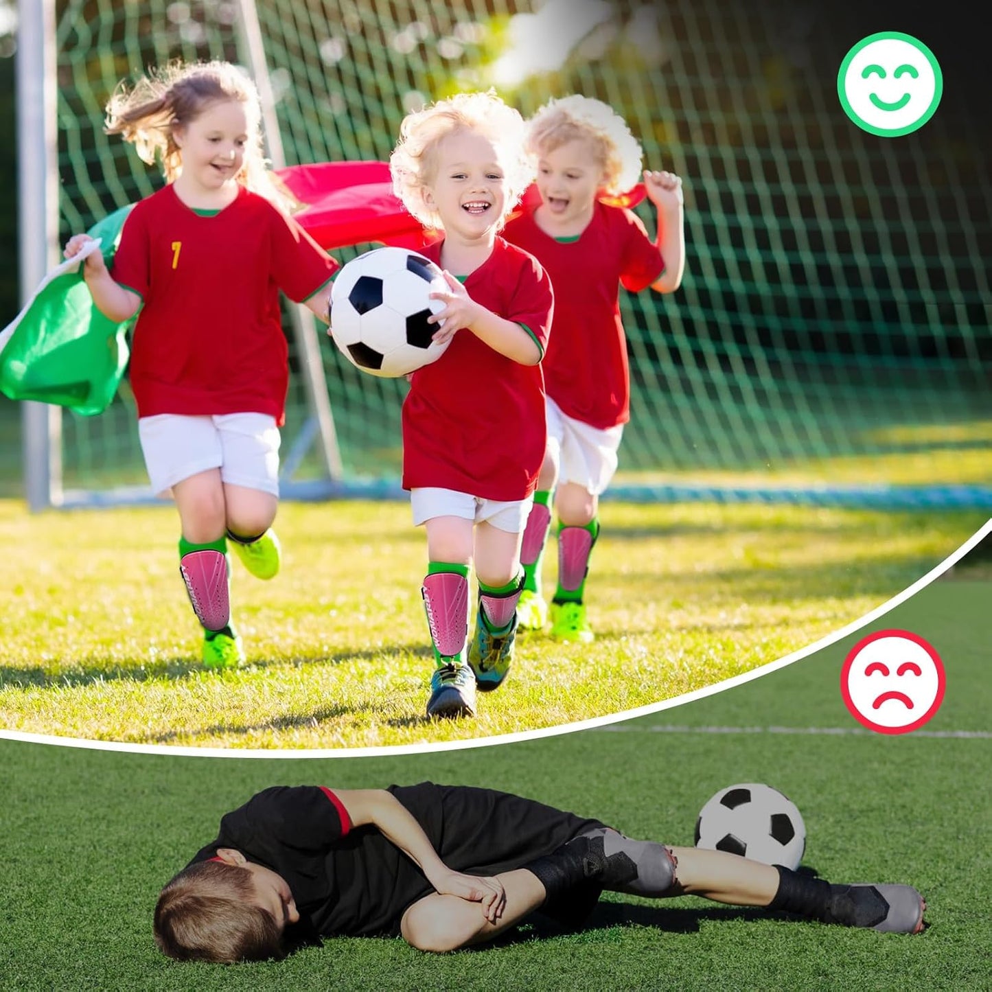 Shin Guards Soccer Youth Kids - Shin Guard for Boys Girls Teenagers Toddler 2-18 Years Old - Football Shin Pads Protection Equipment with Adjustable Straps