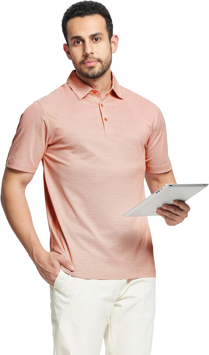 M MAELREG Golf Shirts for Men Dry fit Sports Jacquard Lightweight Performance Texture Short Sleeve Collared Polo Shirts