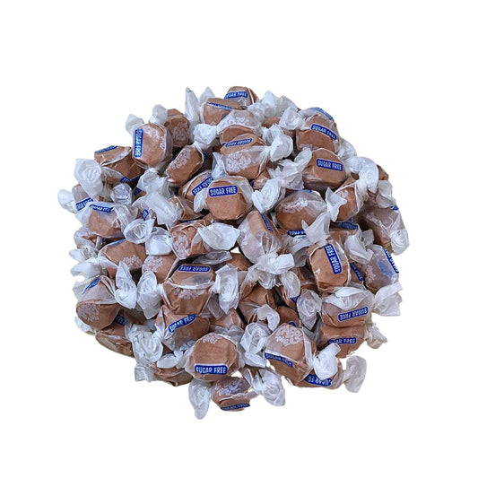 Sugar Free Chocolate Salt Water Taffy - 1lb (16oz) Bulk Bag Individually Wrapped Soft & Chewy Nut Free, Gluten Free, Diabetic & Keto Friendly Gourmet Candy For Taffy Lovers