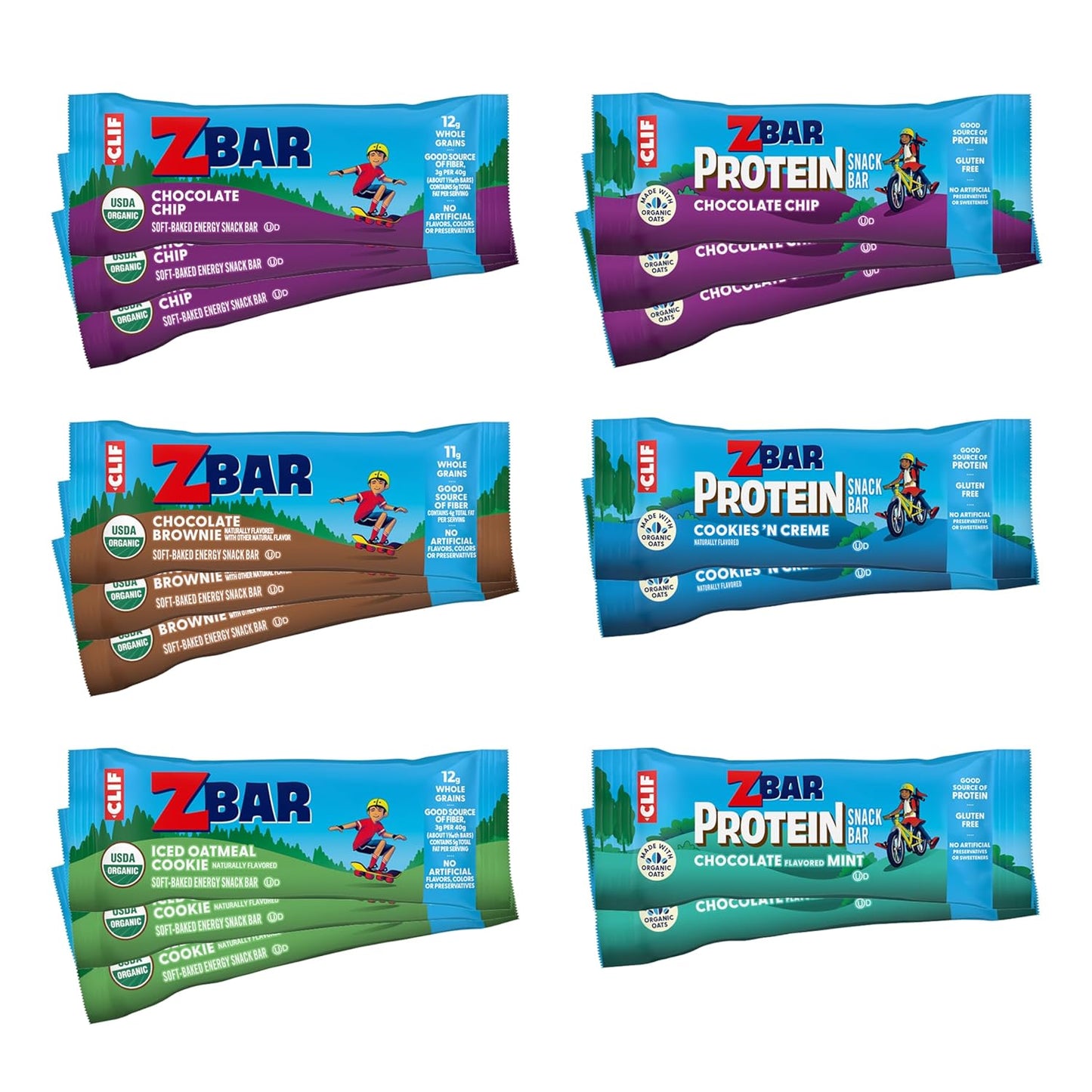 Zbar and Zbar Protein - Variety Pack - Made with Organic Oats - Non-GMO - Soft-Baked Energy Snack Bars and Crispy Protein Bars, School Snacks (16 Pack)