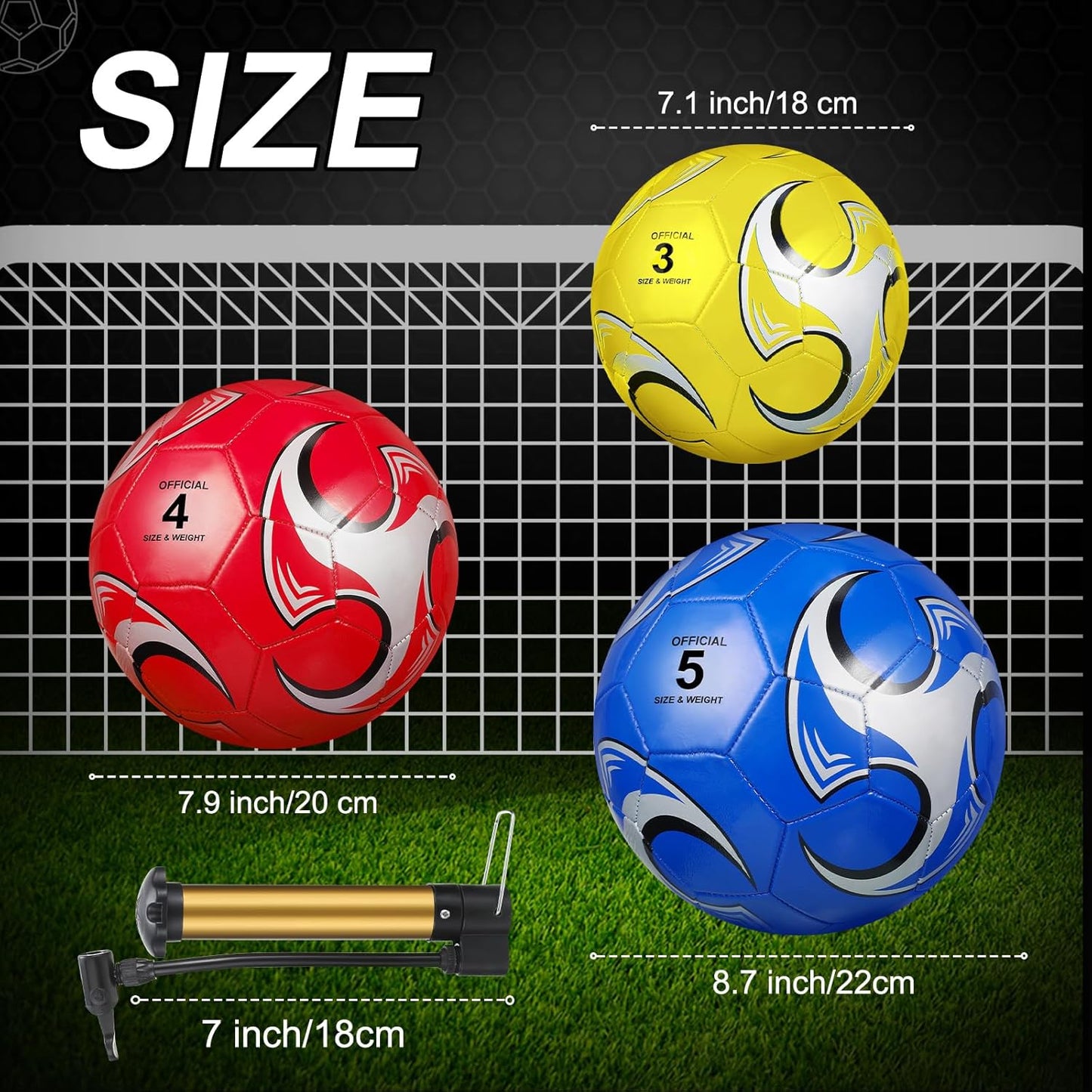 Lenwen 12 Pcs Soccer Balls with Pump Bulk Official Size 5 4 3 Kids Teen Adult Indoor Outdoor Sports Soccer Ball Toddler Youth Gift for Training Game Practice Christmas Operation
