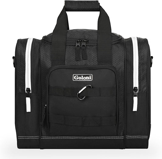 Goloni Bowling Ball Bag for Singer Ball with Padded Ball Holder, 2 Pockets fit Bowling Shoes Up to Mens Size 14 and Accessories
