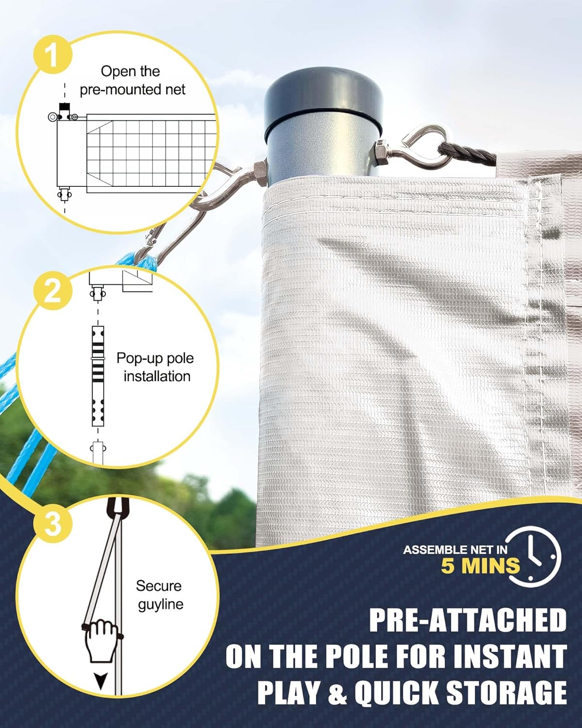 Professional Volleyball Net Set Heavy Duty for Outdoor Backyard Portable with Aluminum Adjustable Height Scoring Poles, Regulation Nets System for Tournament, Grass