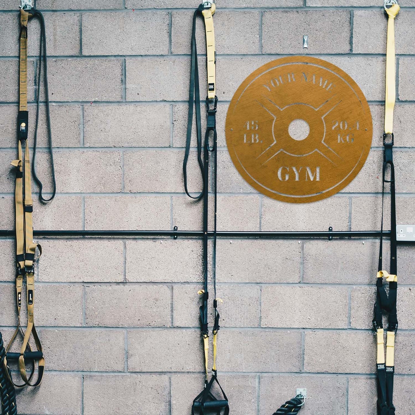 Personalized Home Gym LED Tin Metal Sign Multiple Sizes, Weight Lifting Exercise Workout Room Training Fitness Center Motivational Inspirational Quotes Decor Wall Art Hanging Accessories (10 w/o LED)